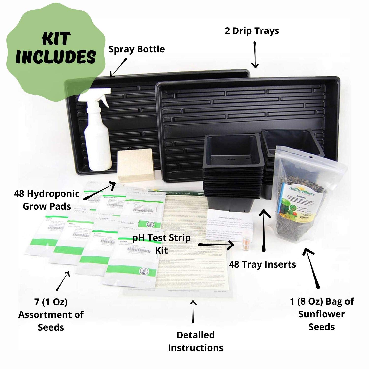 Hydroponic Microgreens Growing Kit - Complete Indoor Gardening System with Seeds, Trays & Instructions - Grow Fresh Greens & Herbs Year Round - Perfect for Home Chefs, Healthy Eating & Urban Farming