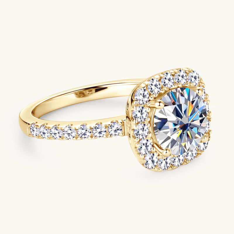Premium 2CT Moissanite Halo Engagement Ring - Glowing Love Collection | JESCOJES x CYYT | Perfect for Proposals, Anniversaries & Wedding Bands