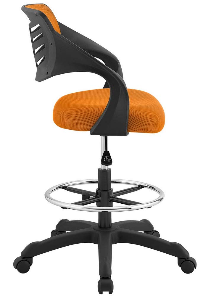 Modway Thrive Adjustable Drafting Chair - Orange Office Chair for Standing Desks & Home Office