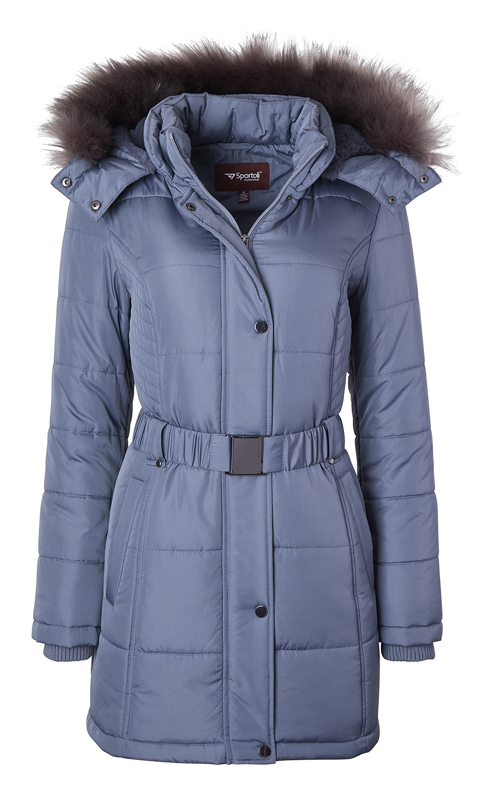 Sportoli Women's Down Alternative Parka - Long Winter Puffer Coat with Faux Fur Hood | Warm Winter Jacket for Outdoor Activities, Snow Sports & Cold Weather
