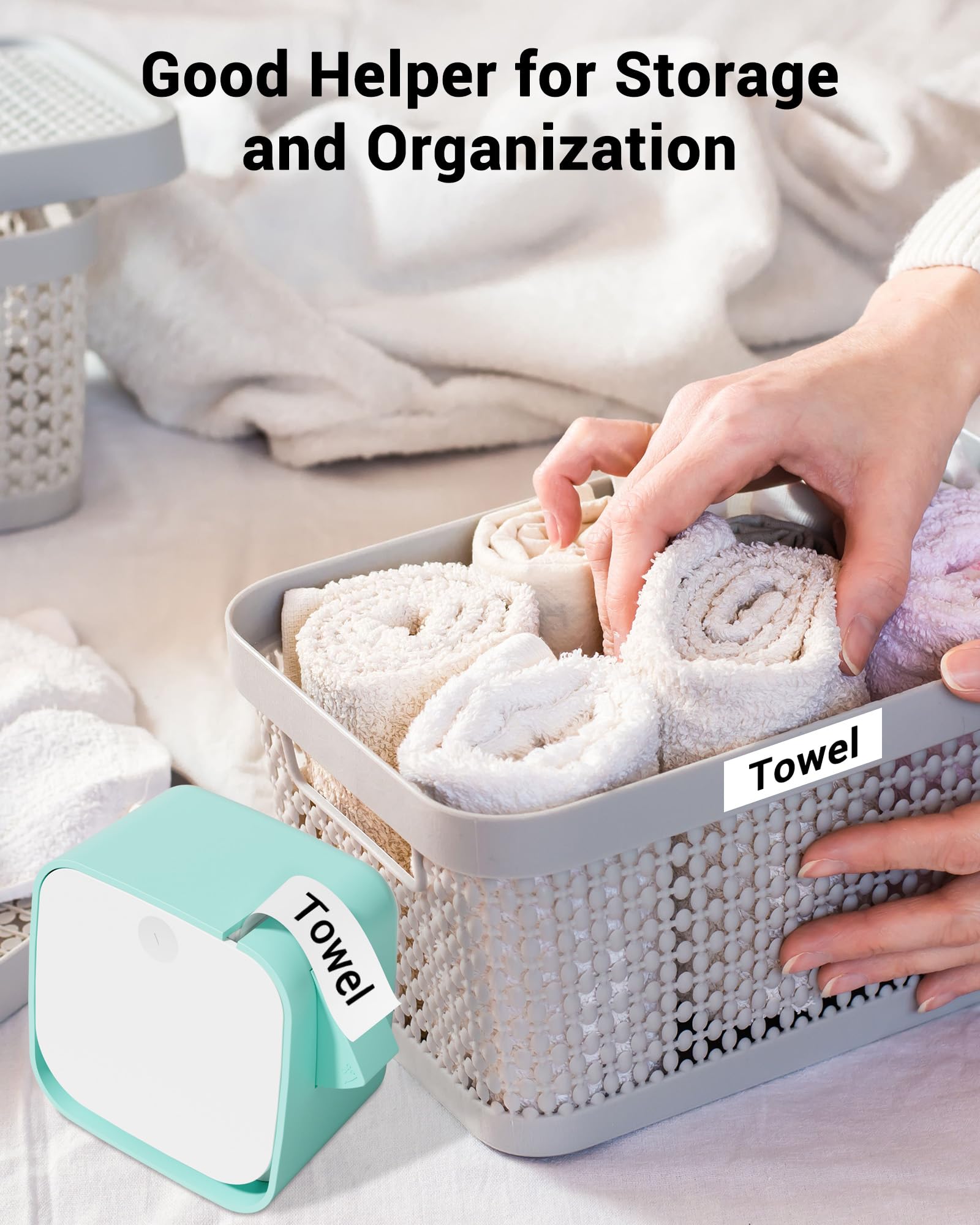 Bluetooth Label Maker Machine with 2PK Tapes - M960 Mini Portable Label Printer, Rechargeable Handheld Labeler with Multiple Templates, Icons & Fonts for Office, Home Organization (0.47inch) - Perfect for Pantry, Closet, School & Warehouse Labeling