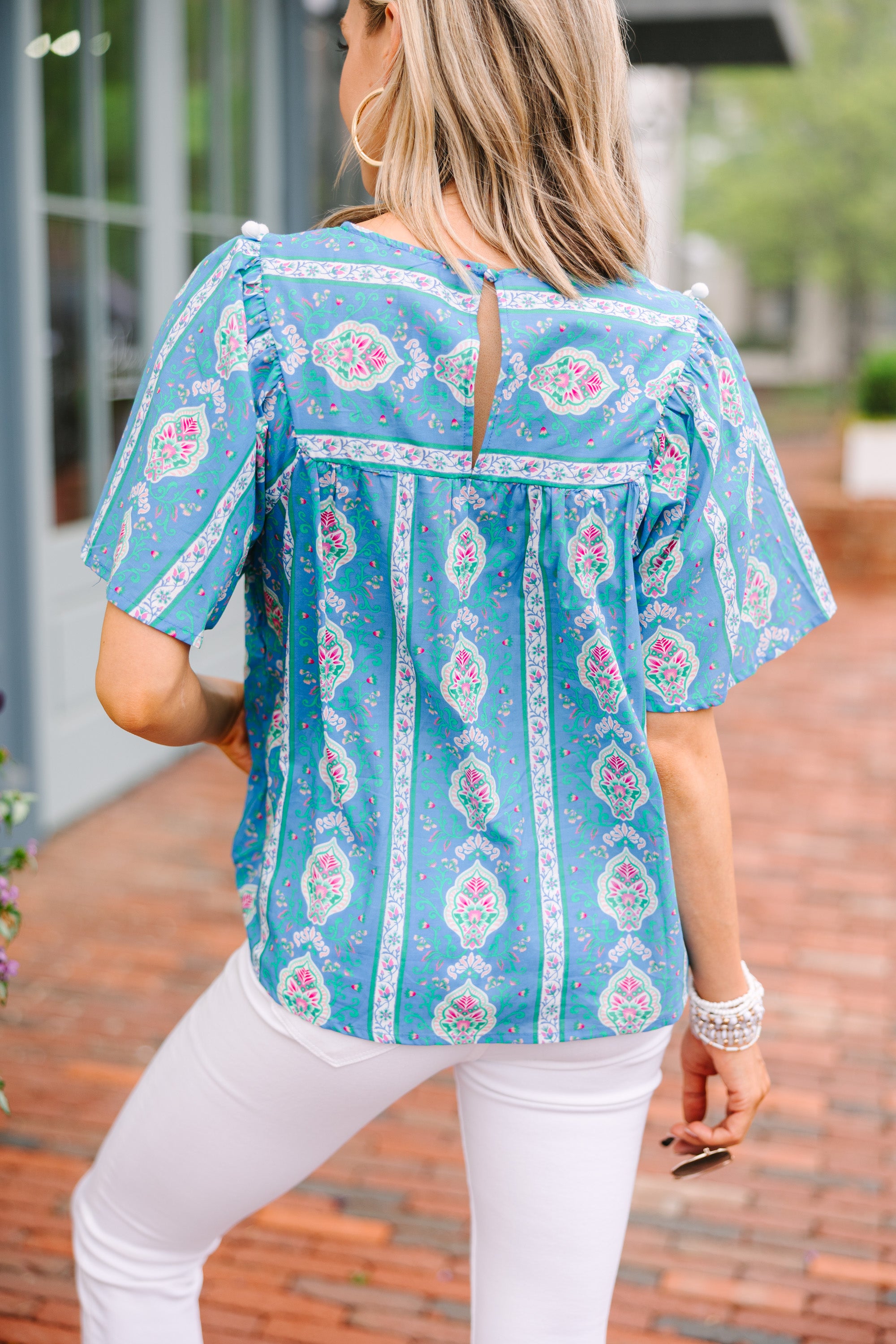 Stylish Blue Floral Blouse for Women - Comfortable & Elegant Tops for Office, Date Night & Spring Outfits