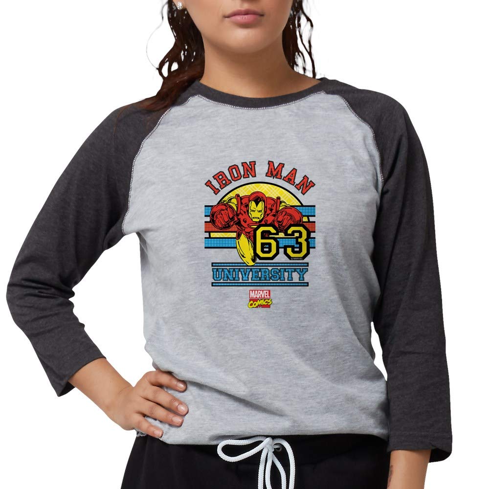 Iron Man University Women's Baseball Tee - Superhero Graphic T-Shirt for Marvel Fans | Casual Wear, Gifts, Cosplay & Everyday Outfits