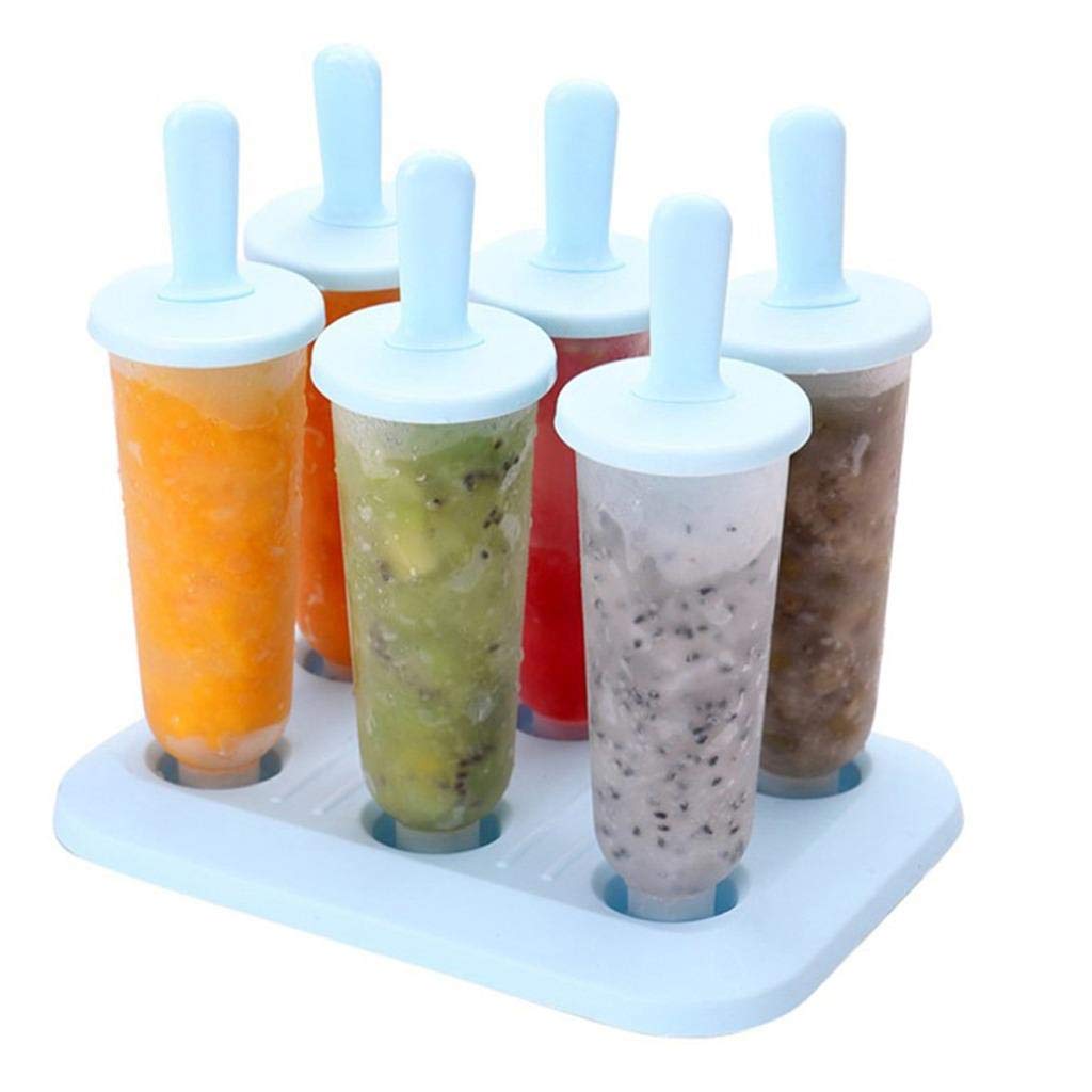 6-Cavity Round Popsicle Molds with Lids & Sticks - DIY Homemade Ice Pop Maker, Reusable Food Storage Container for Kids Ice Cream, Baby Food Freezer Trays - Perfect for Summer Treats, Party Snacks & Healthy Frozen Desserts