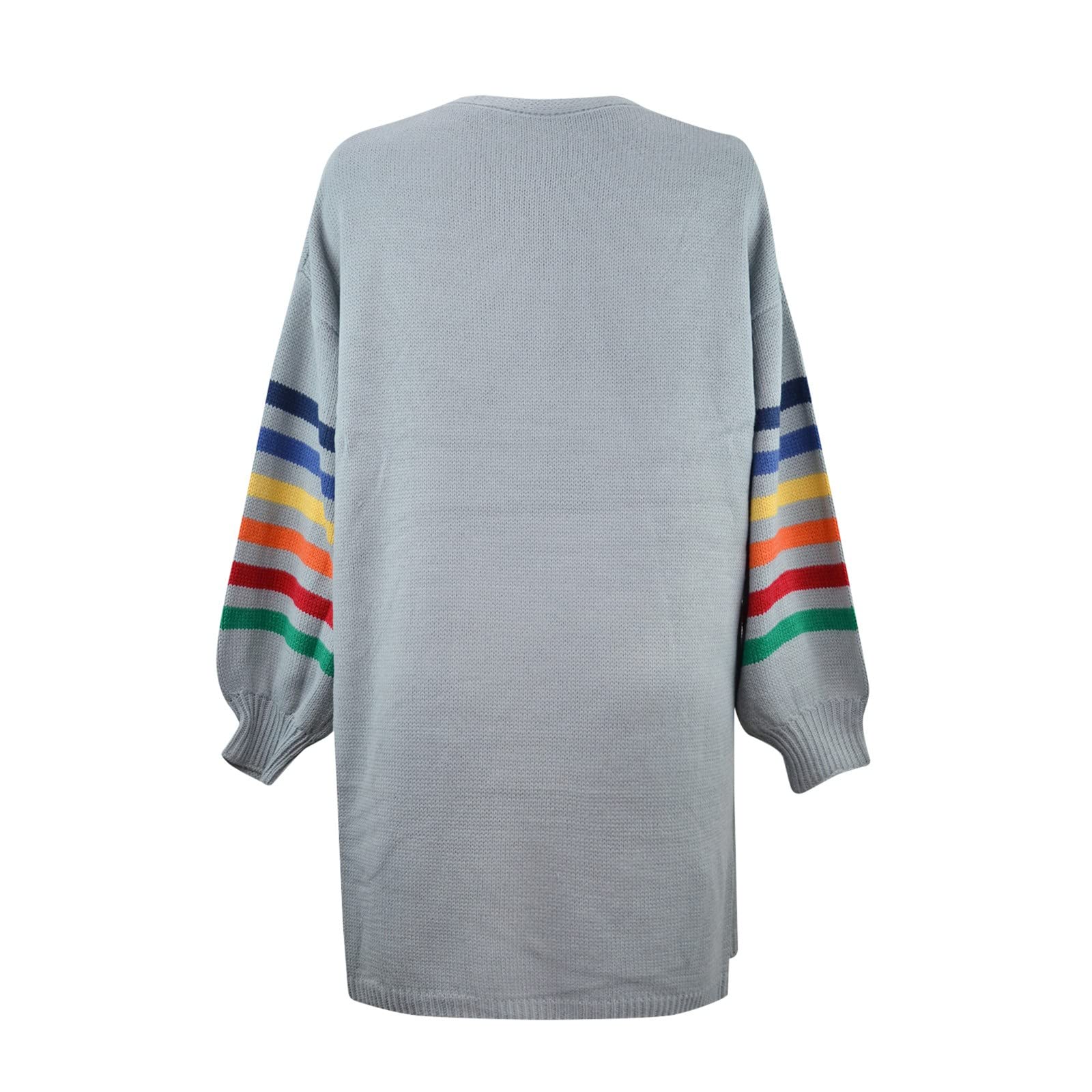 Plus Size Women's Rainbow Stripe Print Long Sleeve Open Cardigan Sweater - Warm Winter Overcoat for Women 4X - Perfect for Office, Casual Outfits & Holiday Parties