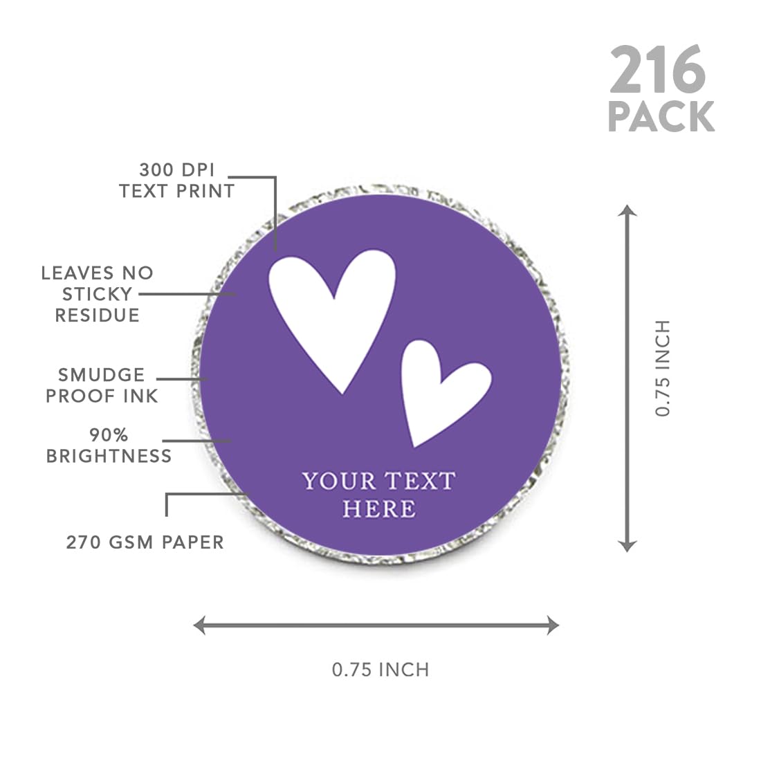 Personalized Chocolate Labels - 216-Pack Custom Stickers for Weddings & Party Favors