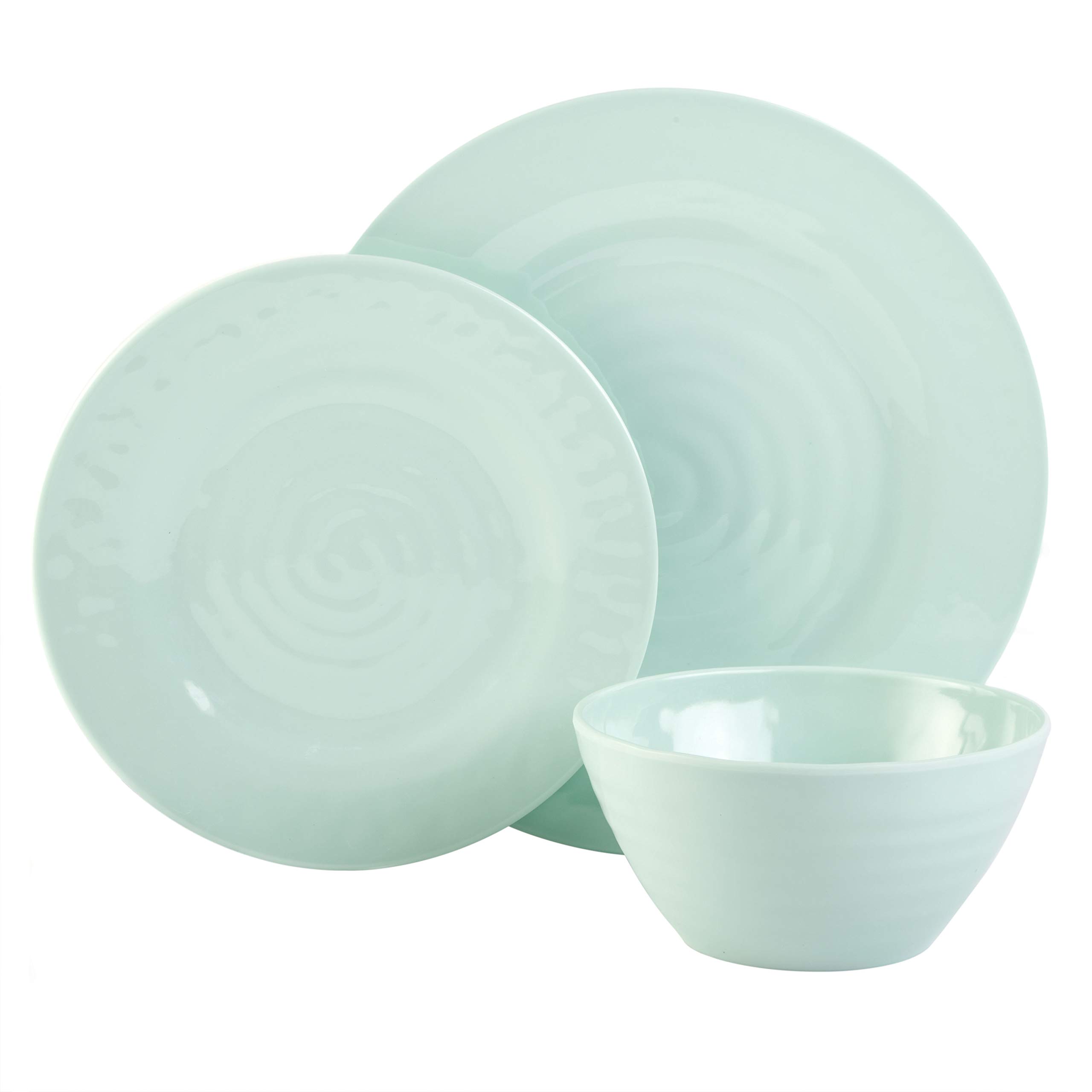 Gibson Home Brist Melamine Plastic Dinnerware Set for 4 - 12-Piece Pastel Dinner Plates, Bowls, Cups - Shatterproof & Lightweight for Outdoor Picnics, Camping, and Everyday Use