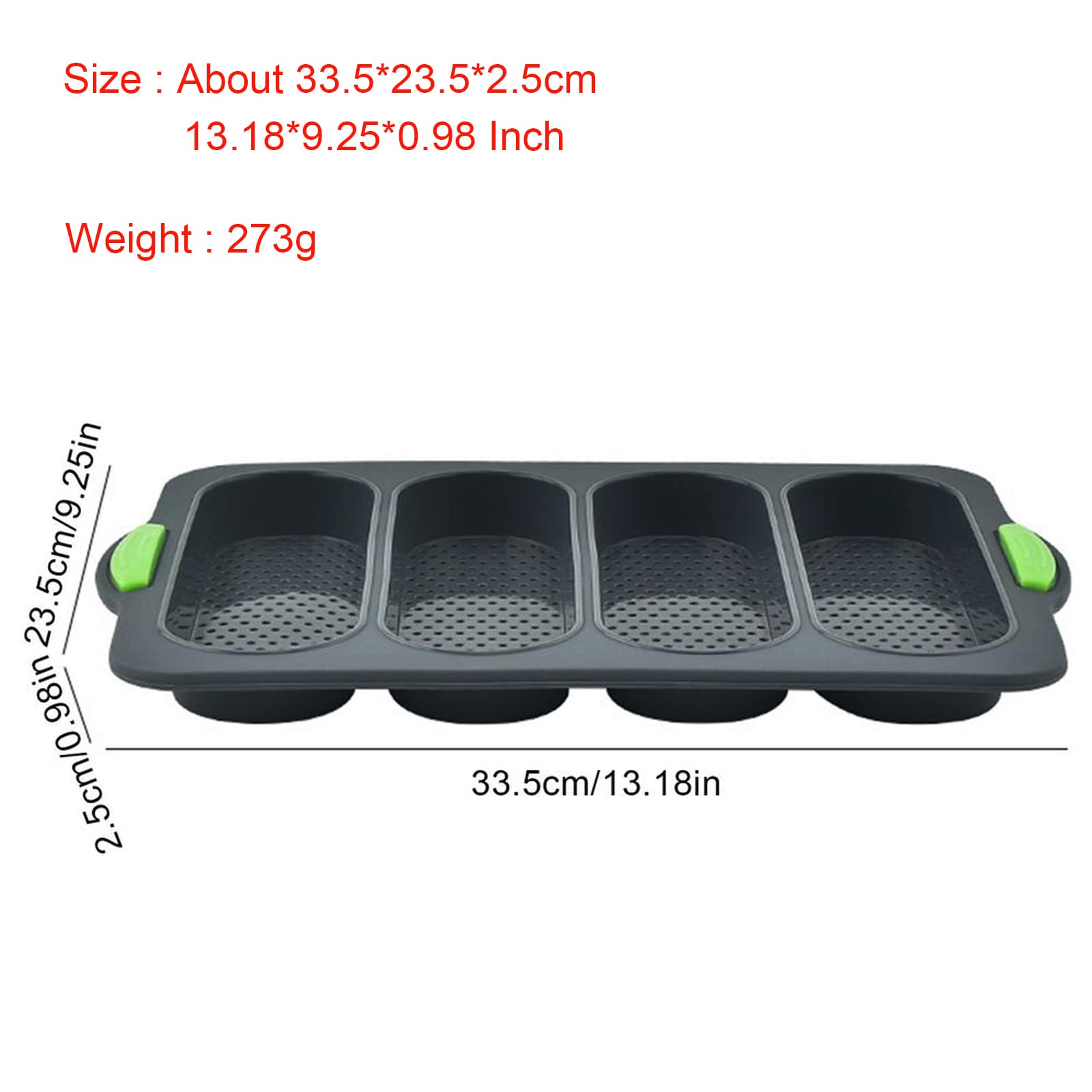 Non-Stick Silicone Loaf Pan - 4 Cavity Bread Baking Mold for French Baguette, Hotdog Buns & Homemade Cakes | Perfect for DIY Cooking, Meal Prep & Holiday Baking