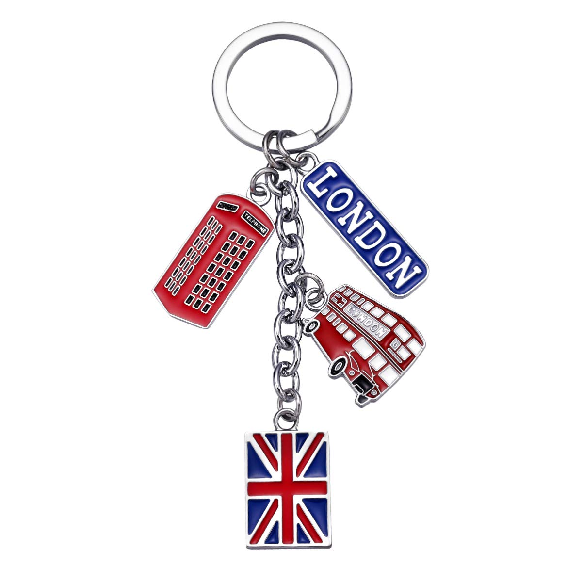 Vintage British Union Jack Keychain - UK Flag Metal Keyring for DIY, Car, Bag, Phone & Wallet - London Souvenir & Handbag Charm (Perfect for Travel Gifts & British Pride Accessories)
