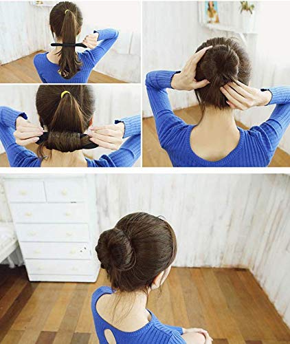 WOIWO 3-Piece Black Magic Hair Bun Maker Set - Foam Sponge Bun Shaper for Perfect Updos - Hair Accessories for Women, Bridal, Cosplay & Daily Styling