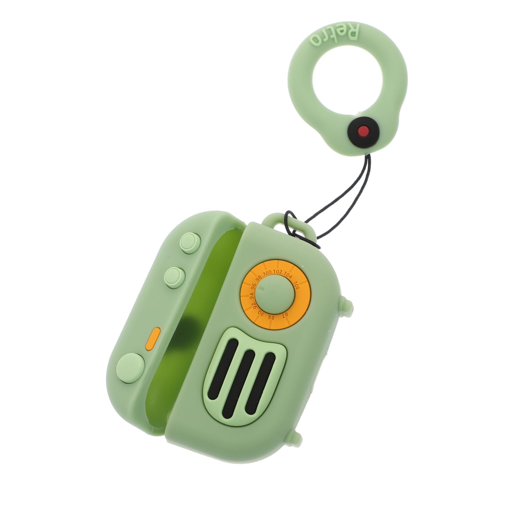 Retro Radio Design Earphone Case - Silicone Headphone Organizer & Belt Bag - Attachable & Durable - Teal Green - Perfect for Travel, Gym, and Outdoor Activities