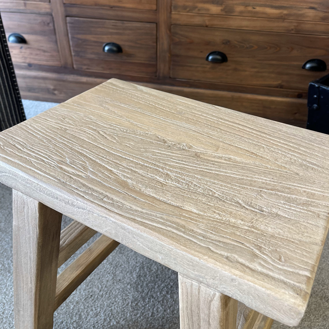 Malaga Wooden Side Table Stool - Rectangle Shape End Table with Storage Shelf | Perfect for Living Room, Bedroom, or Outdoor Patio Furniture