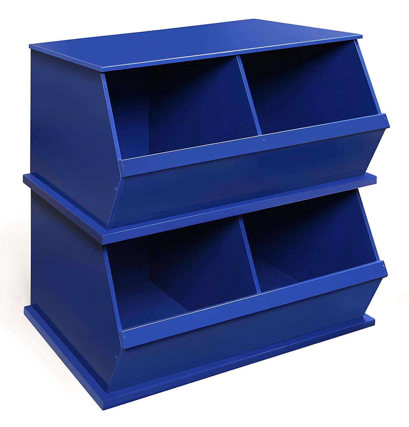 Badger Basket Two Bin Stackable Toy Storage Organizer - Blue | Kids Room Organization & Playroom Storage Solution