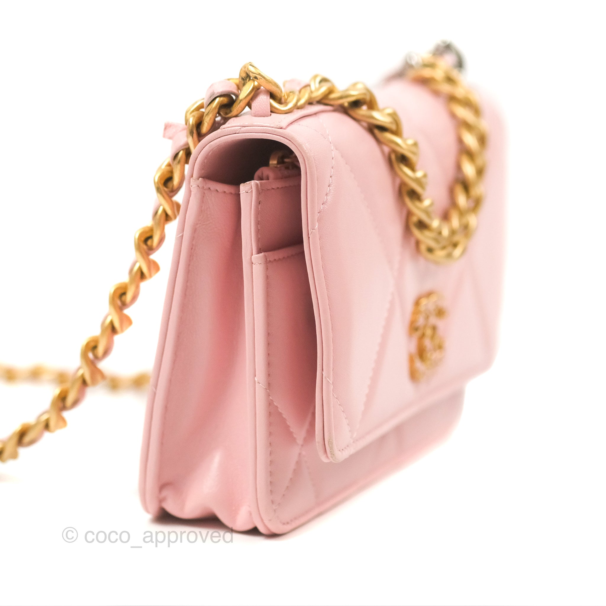 Chanel 19 Wallet on Chain WOC Light Pink Mixed Hardware Crossbody Bag - Luxury Designer Handbag for Women, Perfect for Date Night & Evening Events