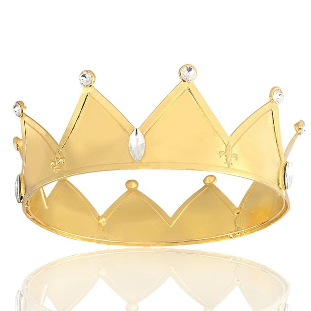 Vintage Baroque Gold Tiara Crown - Royal King Prince Hair Accessories for Men & Women | Birthday Party, Cosplay, Wedding, Costume Events