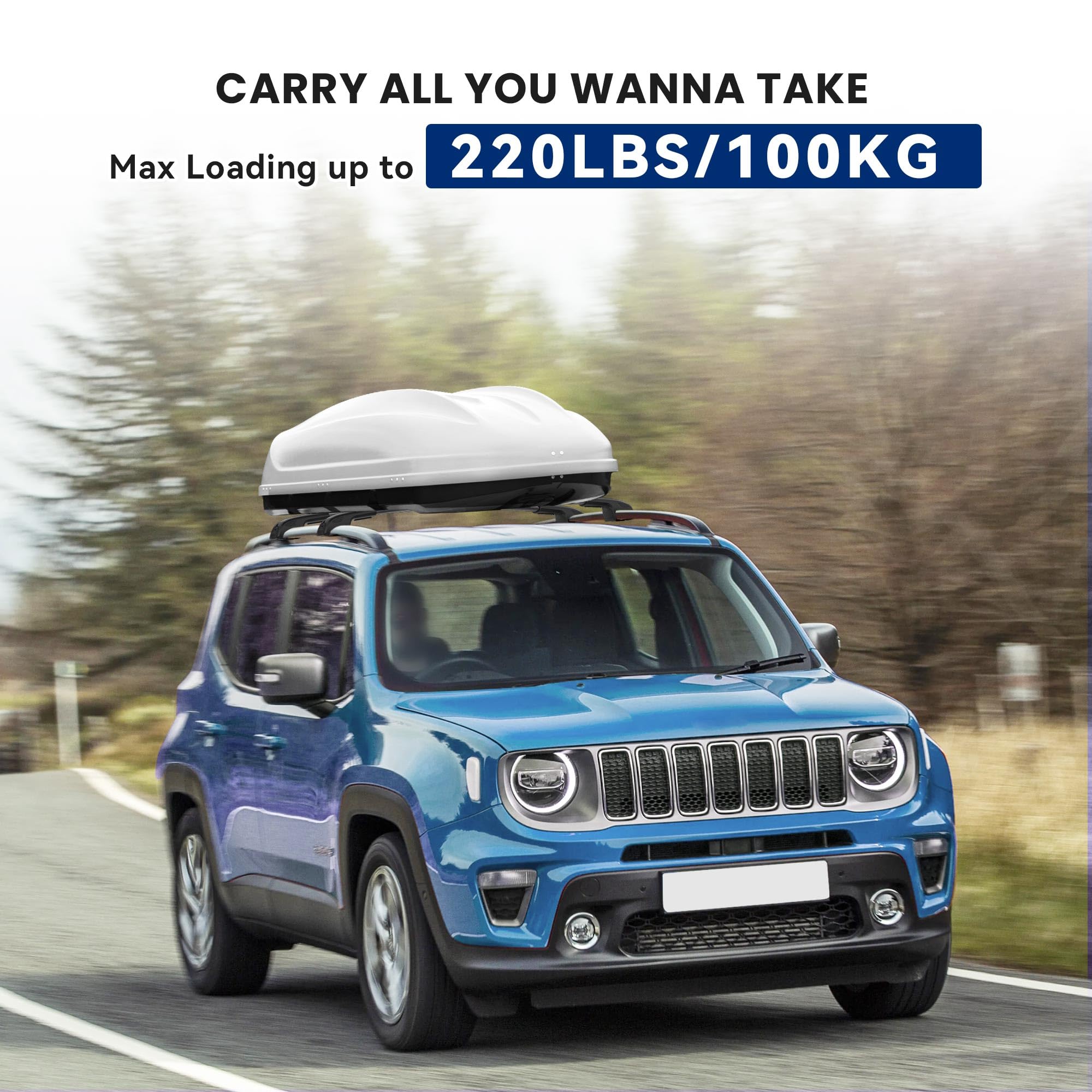 Heavy Duty 220Lbs Roof Rack Cross Bars for 2015-2024 Jeep Renegade | Anti-Theft Lock Aluminum Crossbar | Fits Luggage, Kayaks, Bicycles & Snowboards | Perfect for Road Trips, Camping & Outdoor Adventures