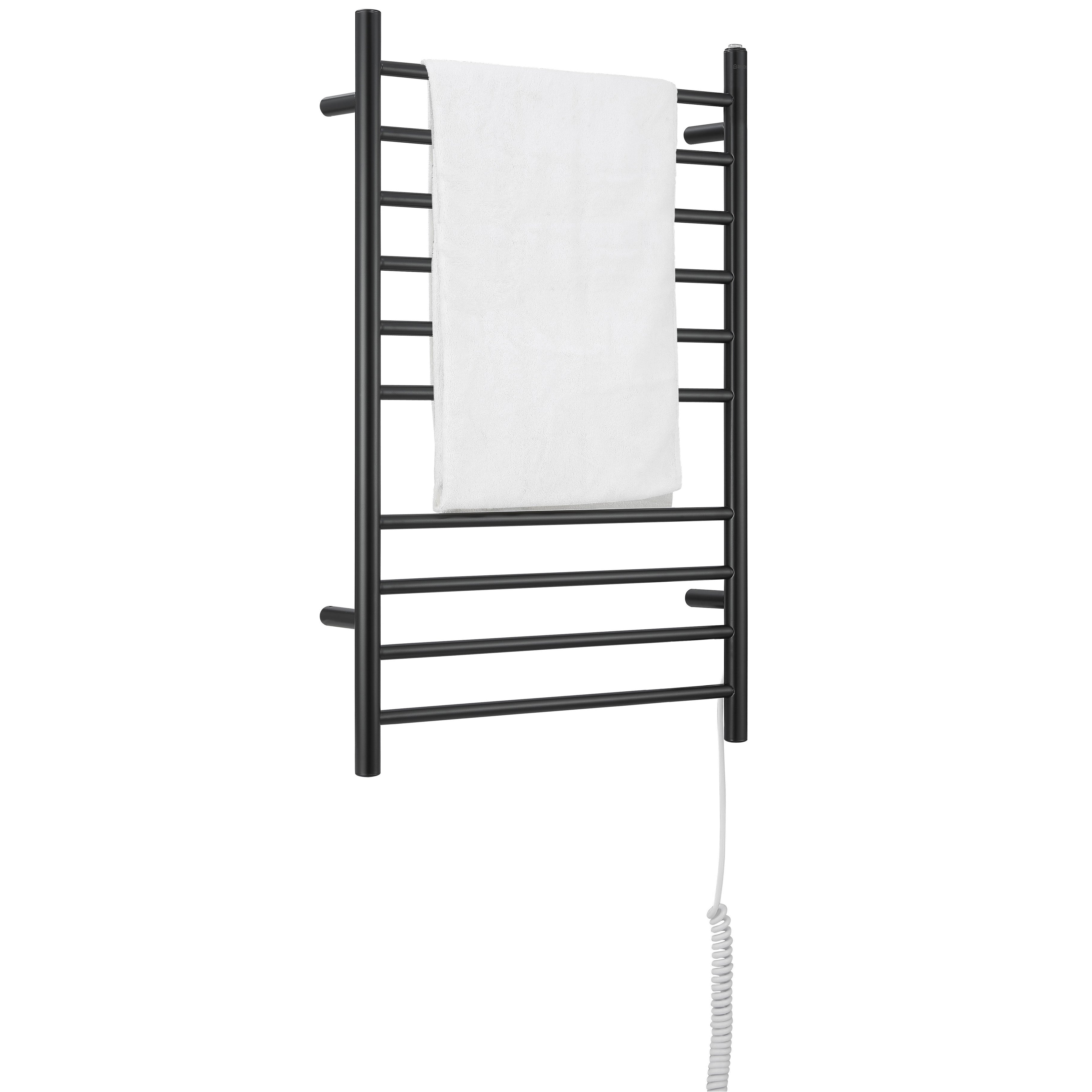 Ancona Novara 10 Bar Dual Wall Mounted Towel Warmer - Matte Black Finish | Perfect for Bathrooms, Spas & Luxury Homes