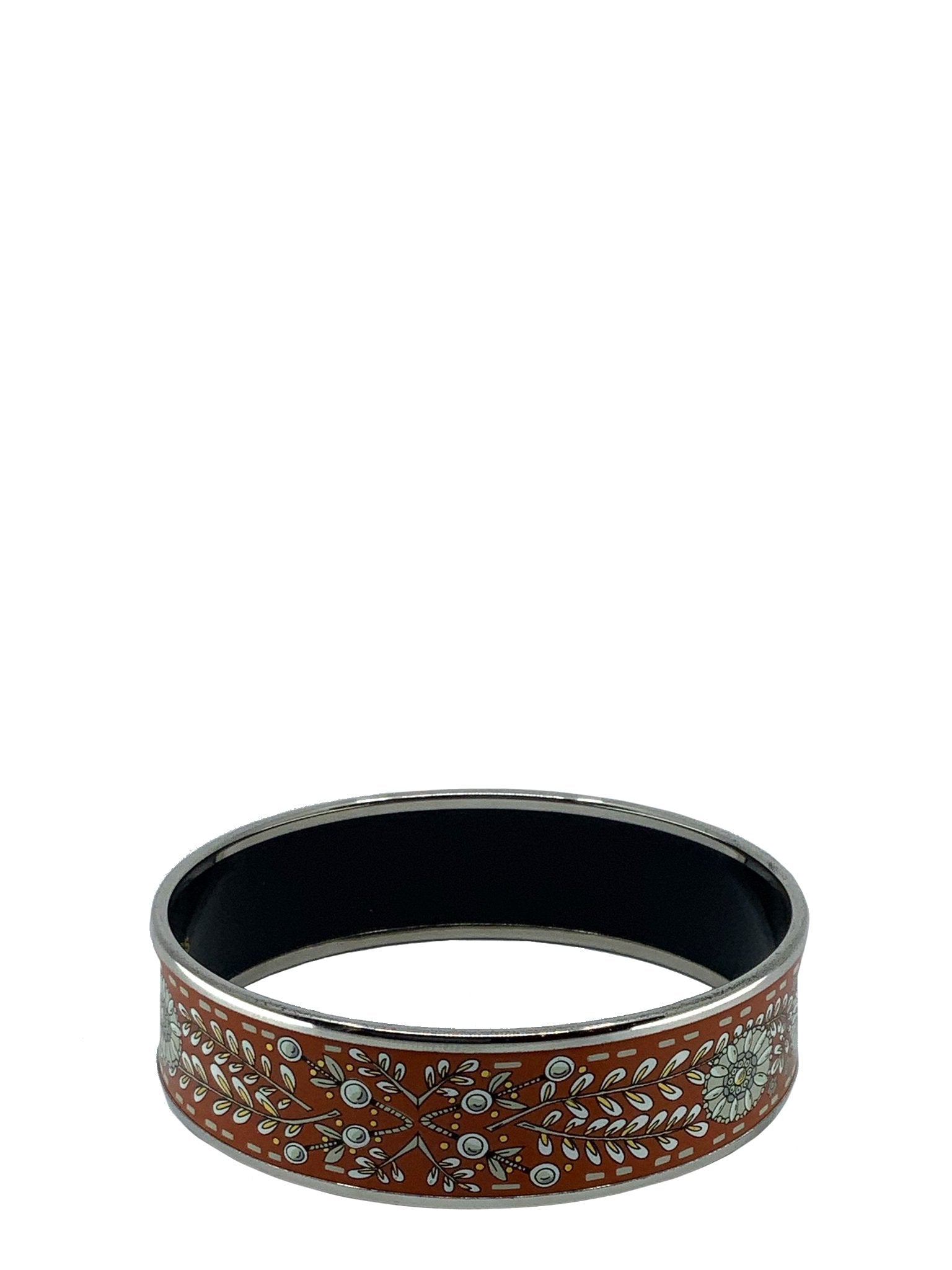 Hermes Flower Printed Enamel Wide Bracelet 70 - Luxury Fashion Jewelry for Women, Elegant Floral Design, Perfect for Parties, Weddings & Special Occasions