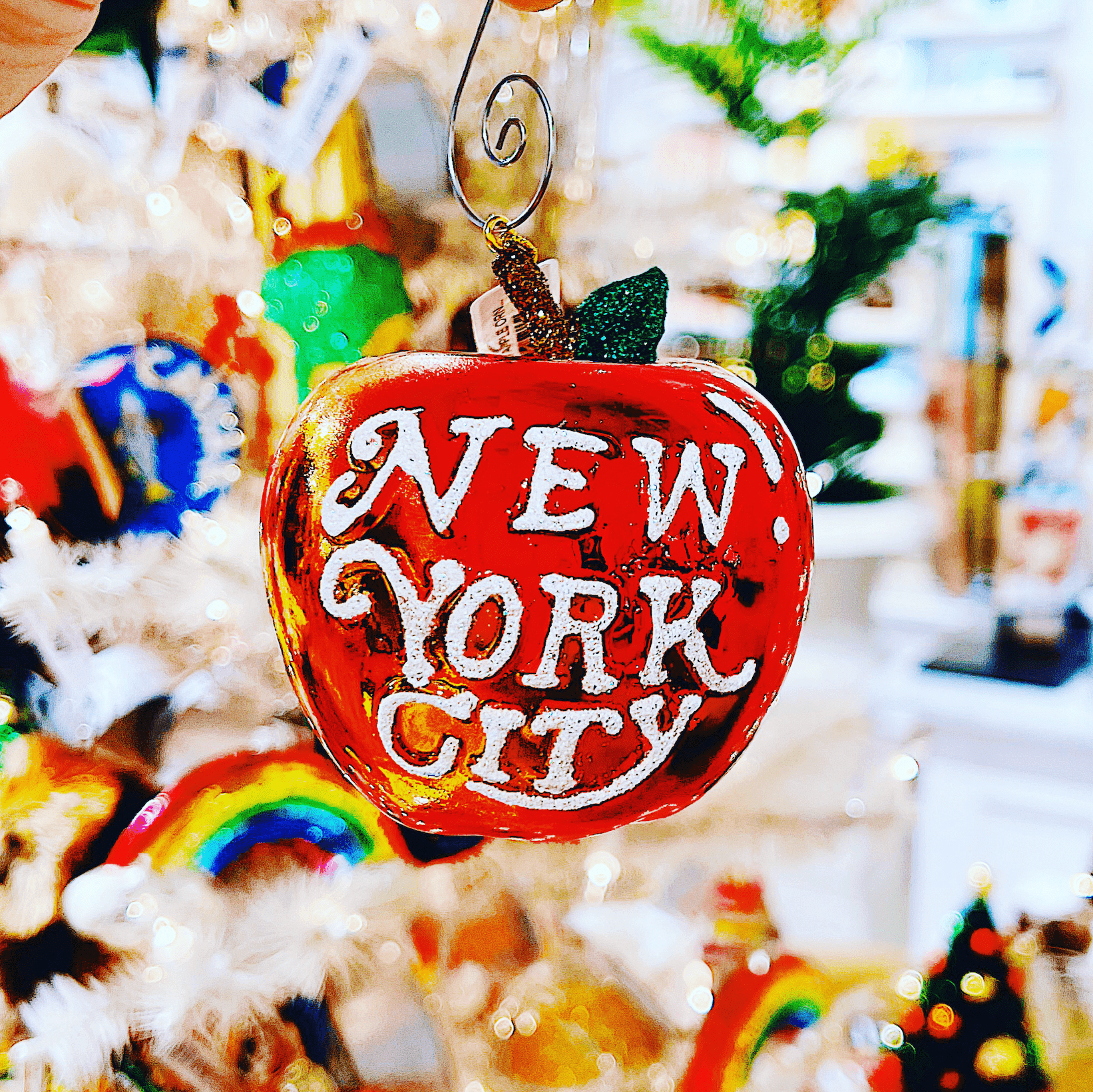New York City Big Apple Glass Christmas Ornament - Handmade Holiday Tree Decoration for Christmas, Home & Office Decor
