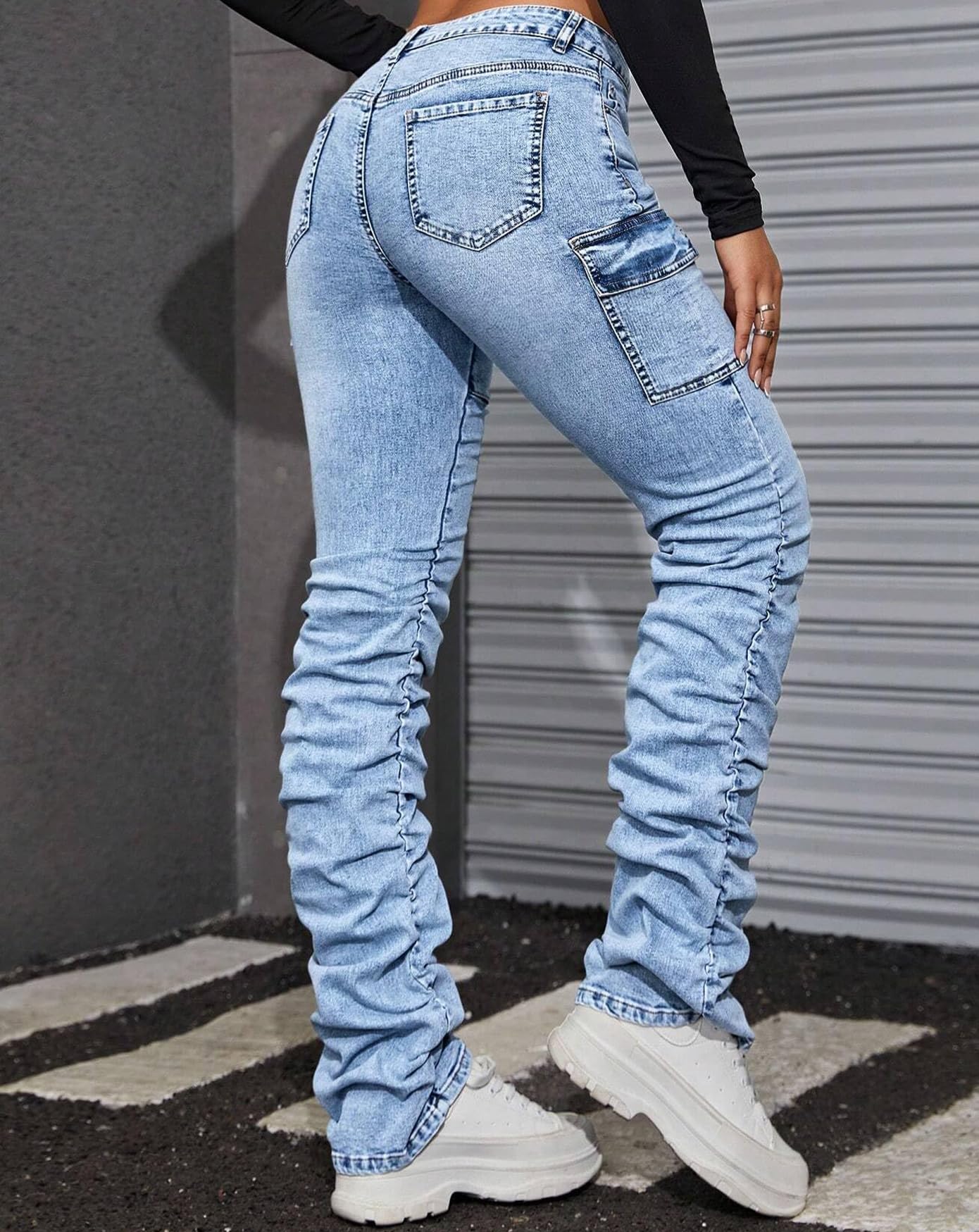 Women's Stacked Jeans - Mid Rise Bootcut Skinny Stretchy Denim Pants for Casual & Work Wear | Comfortable Trousers for Everyday Outfits