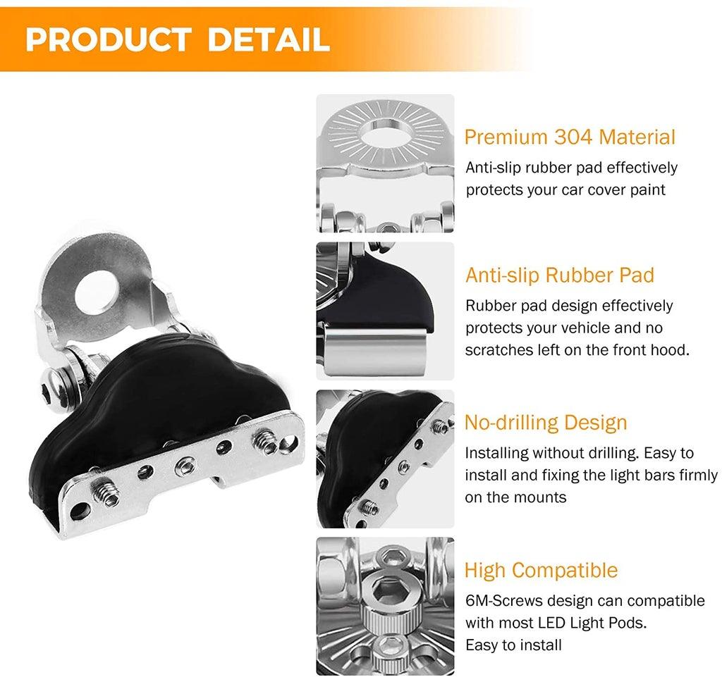 4 Pack Classic SM Series Spot Beam LED Pod Lights with Universal Mounting Brackets - Perfect for Off-Road Trucks, ATVs, and Marine Boats