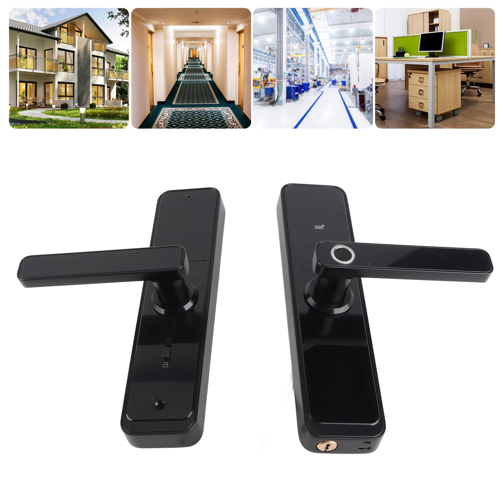 4-in-1 Smart Door Lock - Fingerprint, Key Card, Password & Mechanical Key Entry - Home Security Anti-Theft Electronic Keyless Lock for Apartments, Houses & Offices