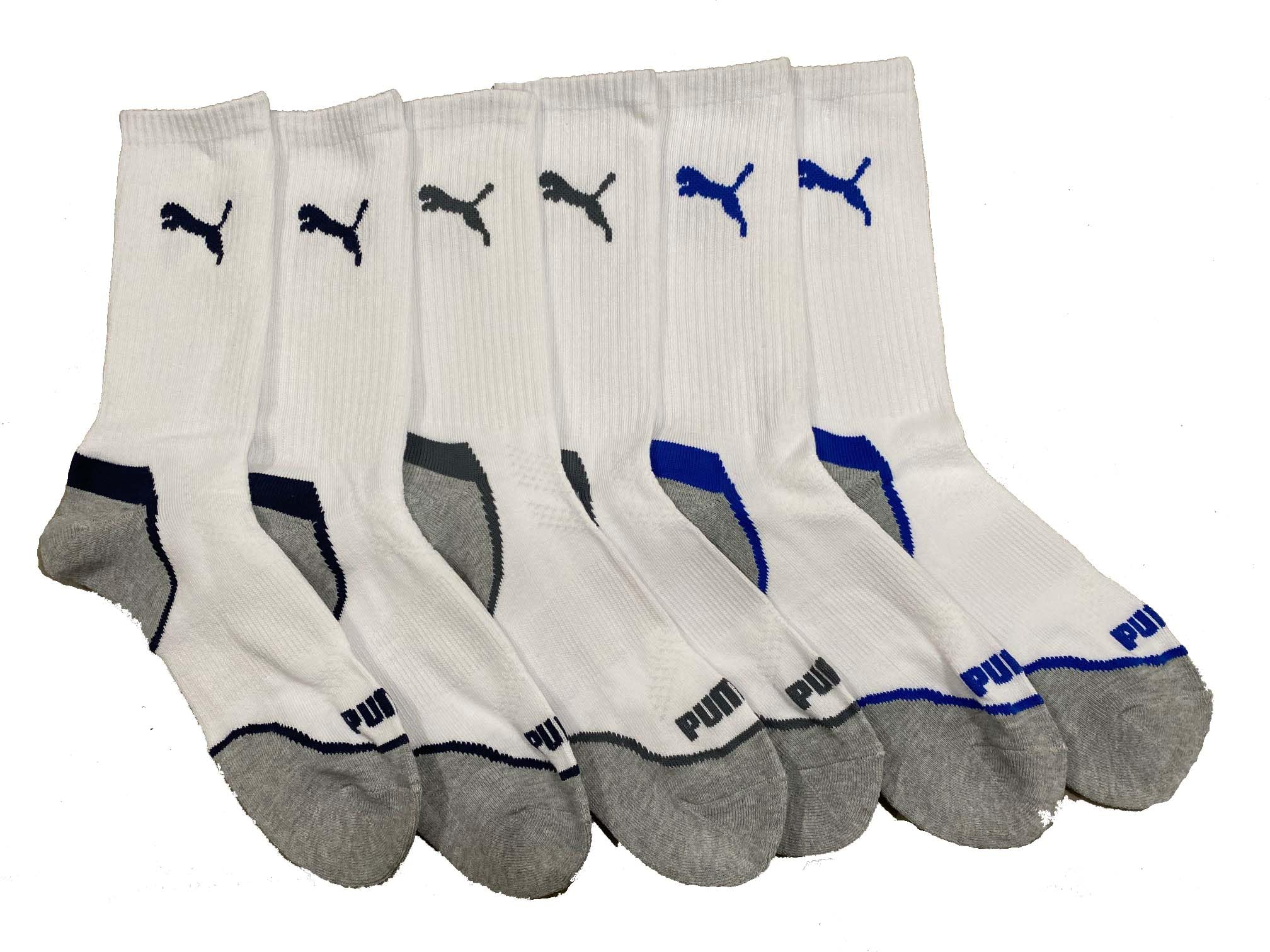 PUMA Men's Athletic Crew Socks 6-Pack - Breathable, Cushioned Workout & Running Socks for Sports, Gym & Everyday Comfort