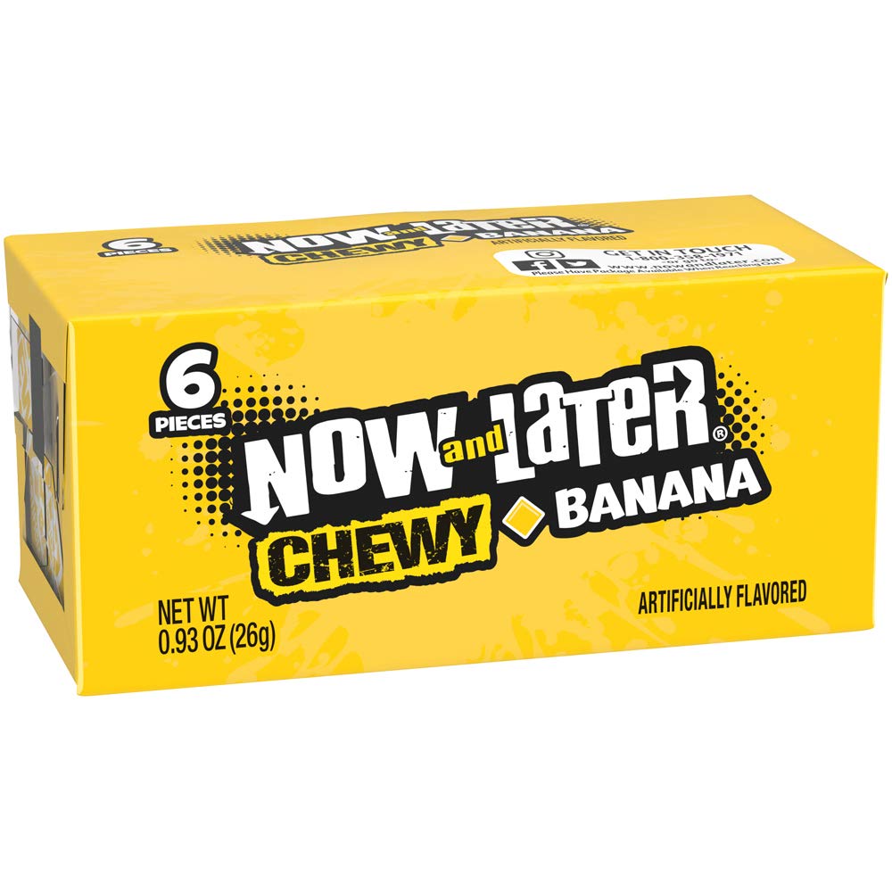 Now and Later Chewy Candy Bars - Cherry & Banana Flavored (24 Pack) | Bulk Assorted Fruit Candy for Parties, Halloween Treats & Office Snacks
