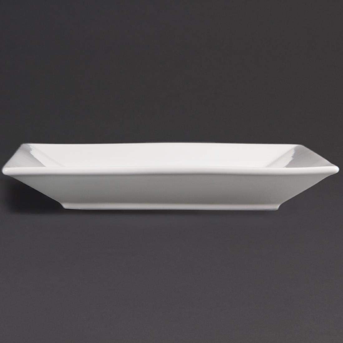 Olympia White Square Porcelain Dinner Plates - 6-Piece Set with Wide Rim, 250mm - Elegant Tableware for Fine Dining, Weddings & Special Occasions