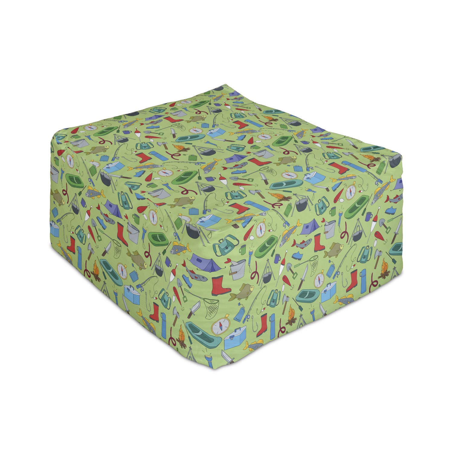 Ambesonne Fishing Theme Rectangle Pouf Ottoman - 25