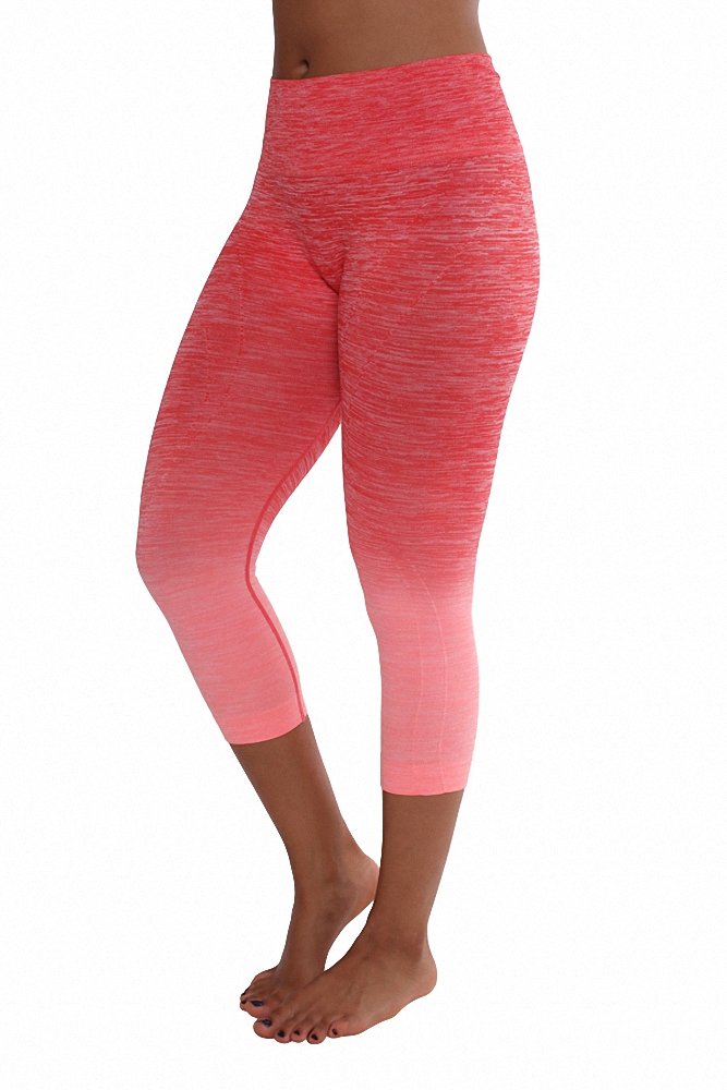 SASSY APPAREL Women's Ombre Two-Tone Workout Capri Pants - Yoga, Gym & Running Activewear for Women