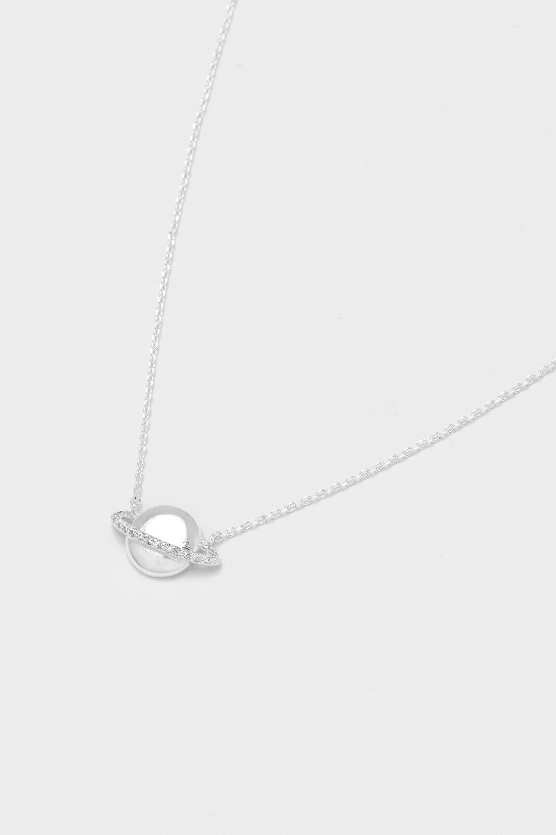 Saturn Planet CZ Pendant Necklace - Elegant Cubic Zirconia Jewelry for Women - Perfect Gift for Astronomy Lovers & Space-Themed Fashion