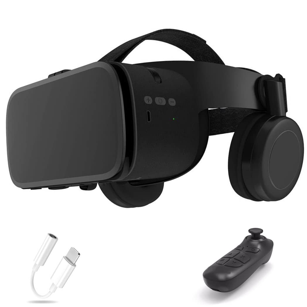 3D VR Headset with Bluetooth Controller - Compatible with iPhone 13 Pro Max/13 Pro/13/12/11, Samsung Galaxy S21, Huawei, Xiaomi Series - Immersive Virtual Reality Experience for Gaming, Movies & 360° Videos (Color: Black, OS: iOS/Android)