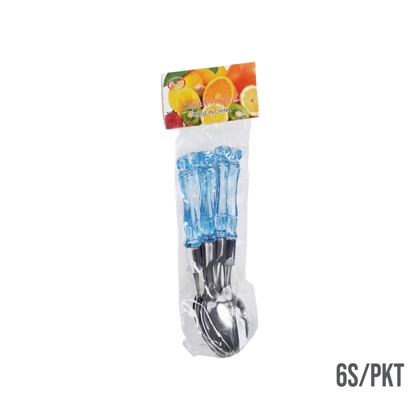 6-Pack Blue Crystal Handle Spoons (HFH8684B) - Elegant Tableware for Tea, Desserts & Coffee Parties, Perfect for Home Dining & Gifts