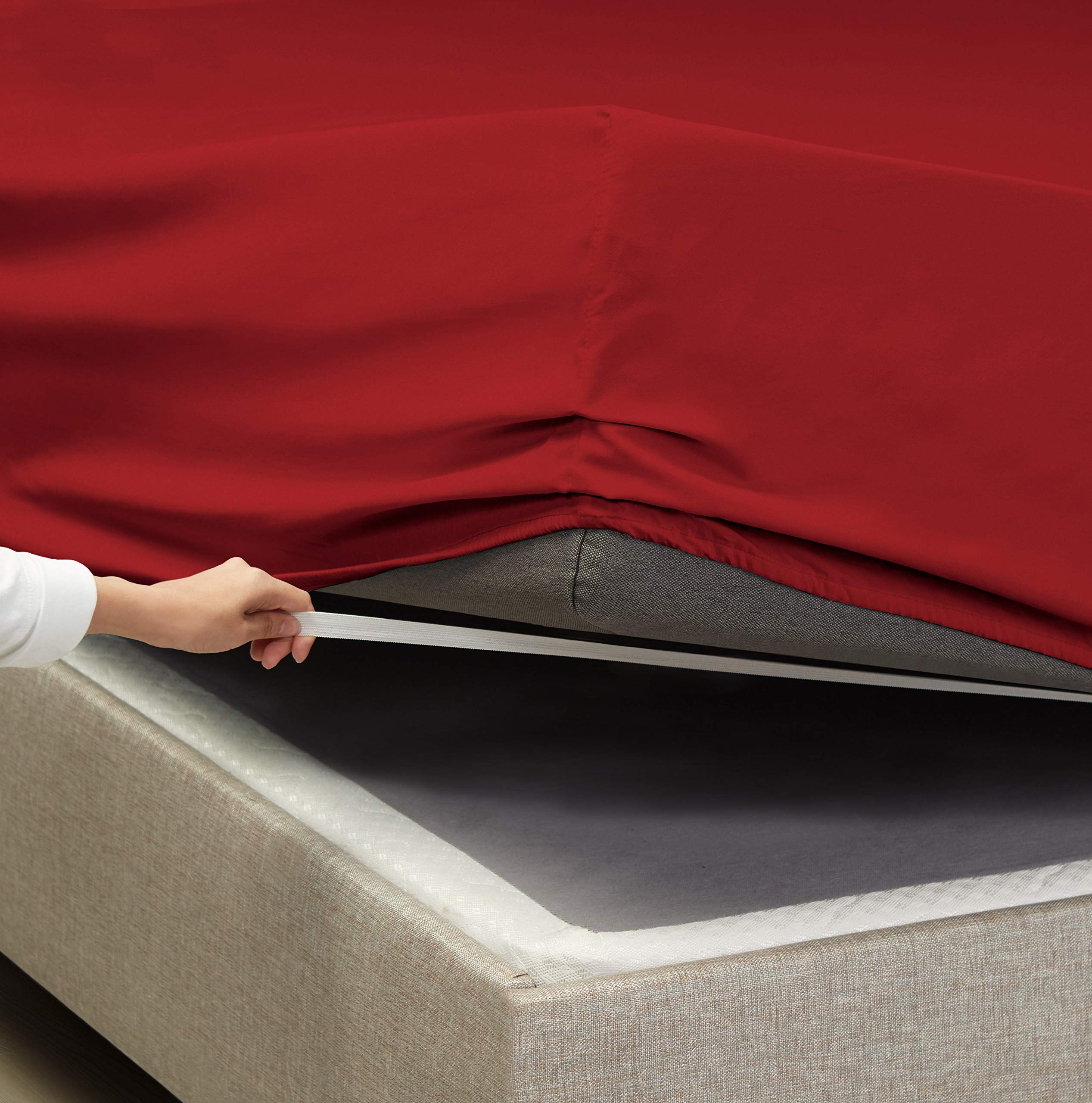 Empyrean 3-Piece Twin Sheet Set - Super Soft Double Brushed Microfiber Bed Sheets - Luxury Hotel Quality Ruby Wine (Burgundy) Twin Size Sheets with Corner Elastic Straps - Perfect for Guest Rooms, Dorms & Cozy Bedrooms