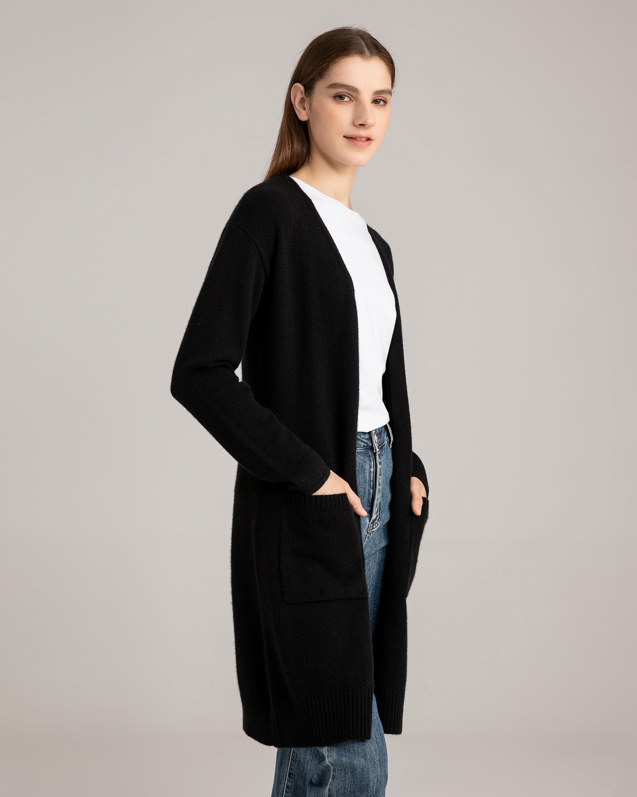 100% Pure Cashmere Long Cardigan Sweater for Women - Soft Warm Winter Cashmere Sweater with Pockets | Perfect for Office, Travel & Cozy Home Wear