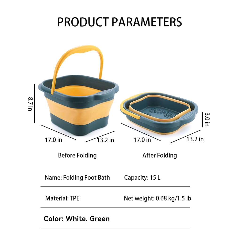 Collapsible Foot Soak Tub with Handle - Portable Foot Spa Massager Basin for Relaxation, Pedicure & Acupressure - Blue Plastic Foot Bath Bucket - Perfect for Home Spa, Post-Workout Recovery & Self-Care Routine