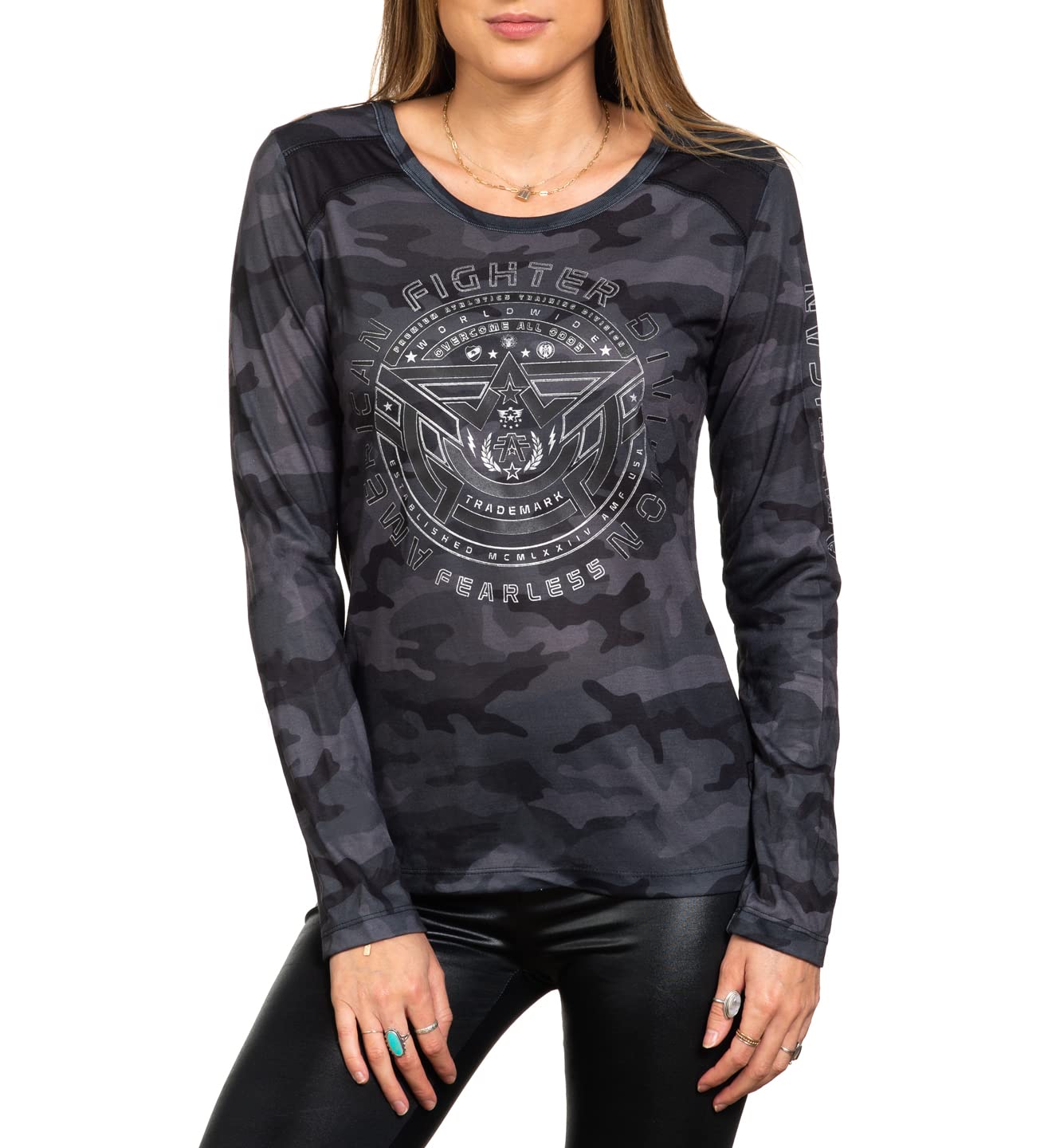 American Fighter Women's Long Sleeve T-Shirts - Comfortable Cotton Tees for Casual Wear, Workout & Street Style