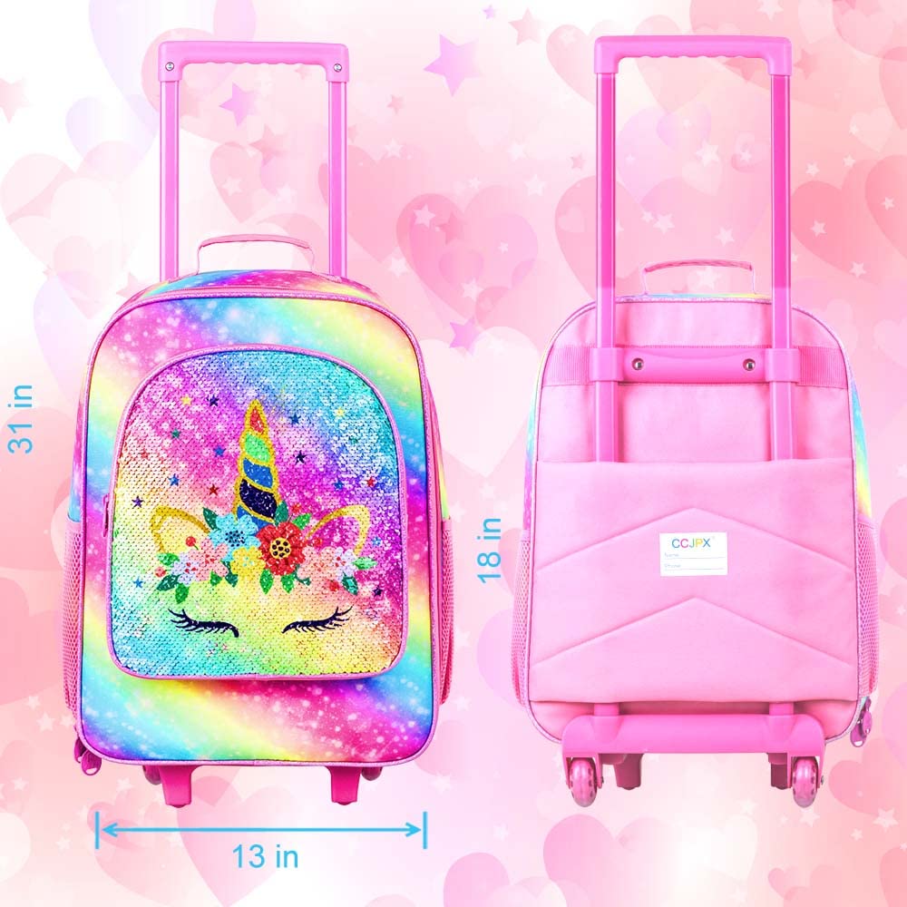 Kids Rolling Luggage for Boys & Girls - Toddler Travel Carry-On Suitcase with Wheels | Perfect for Airplane Trips, Family Vacations & School Sleepovers