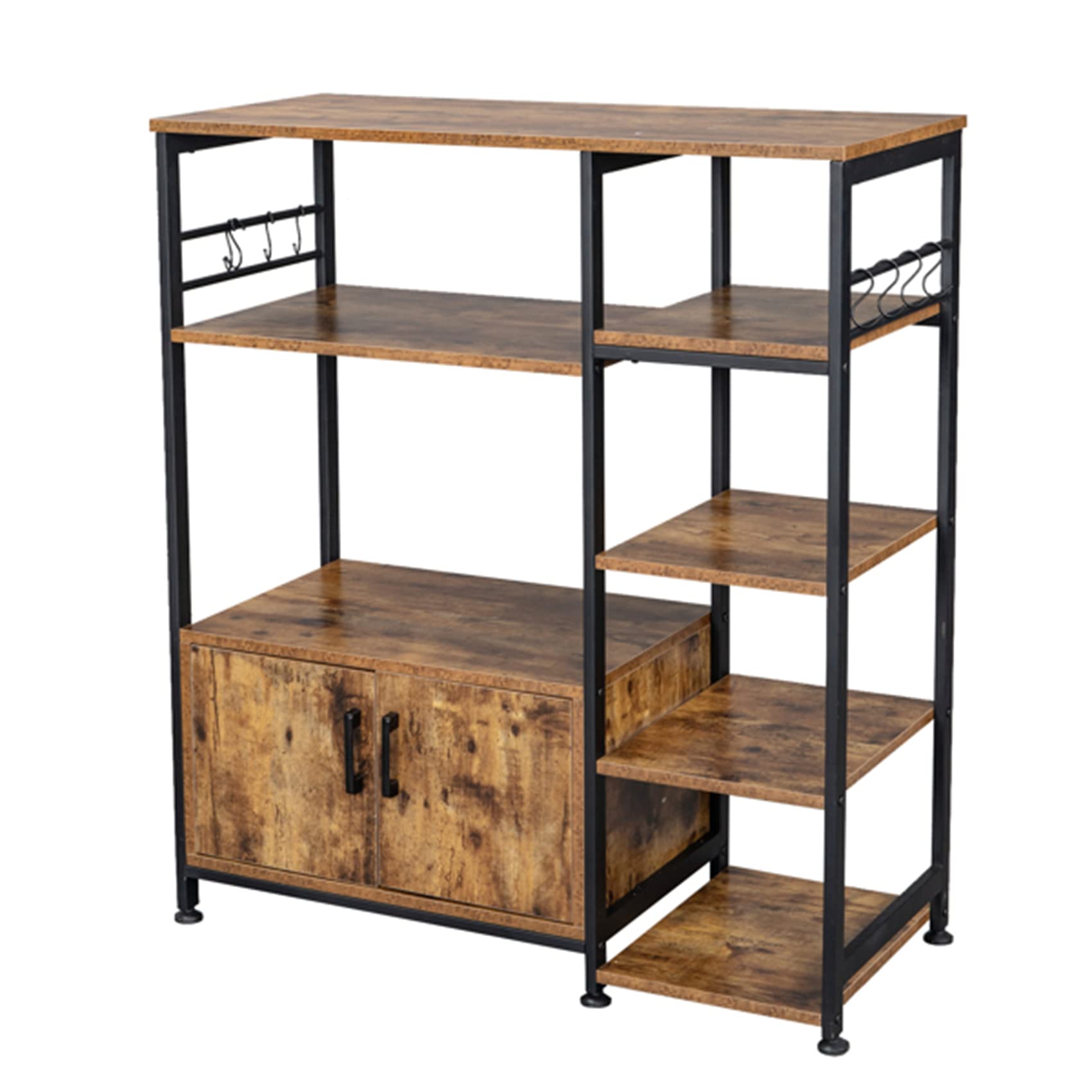 DINDO 5-Tier Metal Kitchen Bakers Rack with Microwave Storage & Wine Organizer - Heavy Duty Industrial Kitchen Shelf for Baking, Cooking, and Entertaining - Perfect for Small Spaces, Apartments, and Home Chefs
