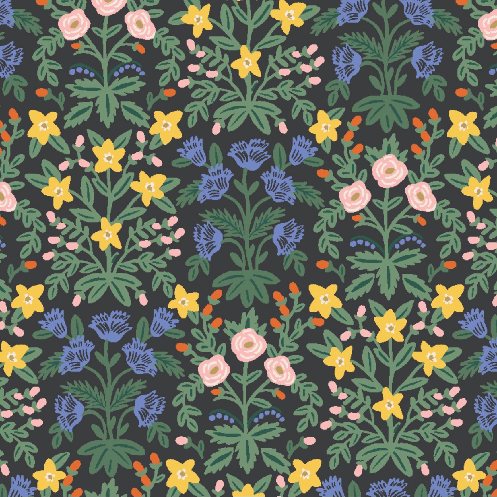 Bramble Lottie Black Multi Fabric Rifle Paper Co. CSRP906 BK4 - Stylish Home Decor for Living Room, Bedroom & Office