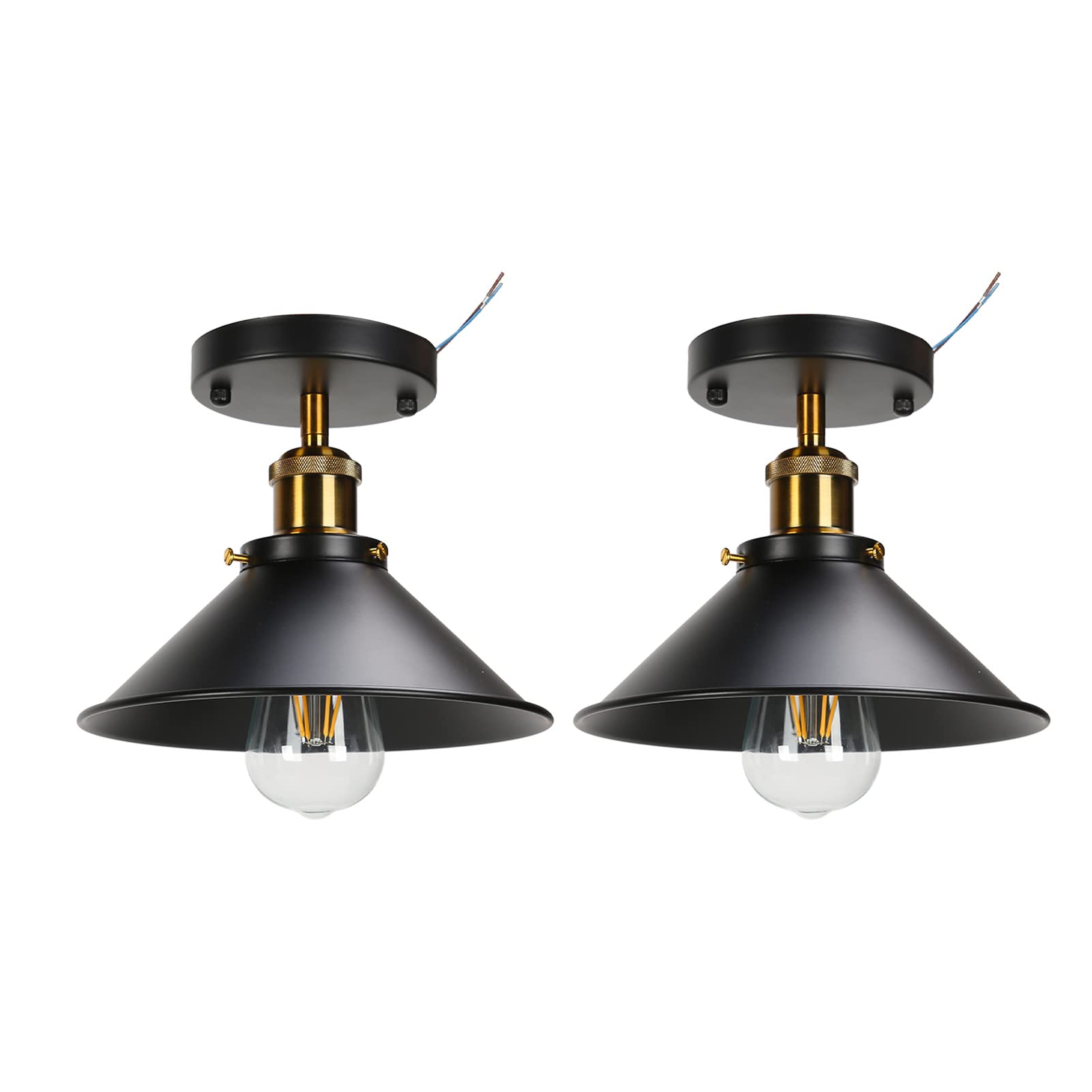 Tgoon Industrial Ceiling Light Fixture - Black E27 Pendant Lamp for Living Room, Bedroom, Kitchen & Outdoor Use - Vintage Style Lighting for Home Decor