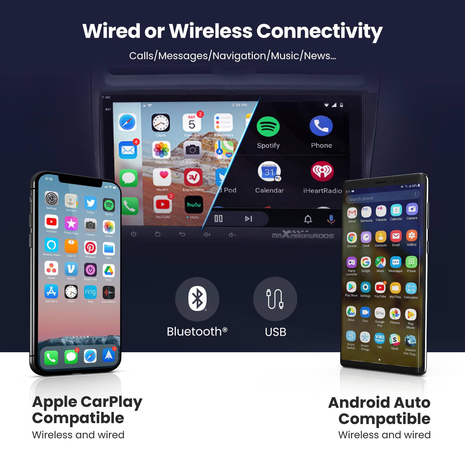 maXpeedingrods 8 Inch IPS Touch Screen Car Stereo Radio for Chevy Silverado GMC Sierra Chevrolet Tahoe Buick Enclave - Wireless Apple CarPlay & Android Auto, GPS Navigation, Bluetooth WiFi, 2G+32G - Perfect for Road Trips & Daily Commuting