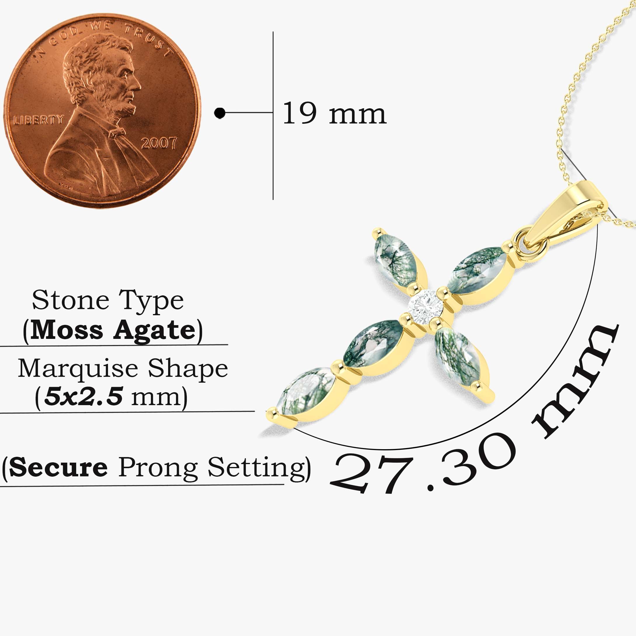 Natural Moss Agate Marquise Pendant Necklace - Healing Crystal Jewelry for Women, Elegant Dainty Necklace for Everyday Wear, Gift for Her, Spiritual Protection & Positive Energy