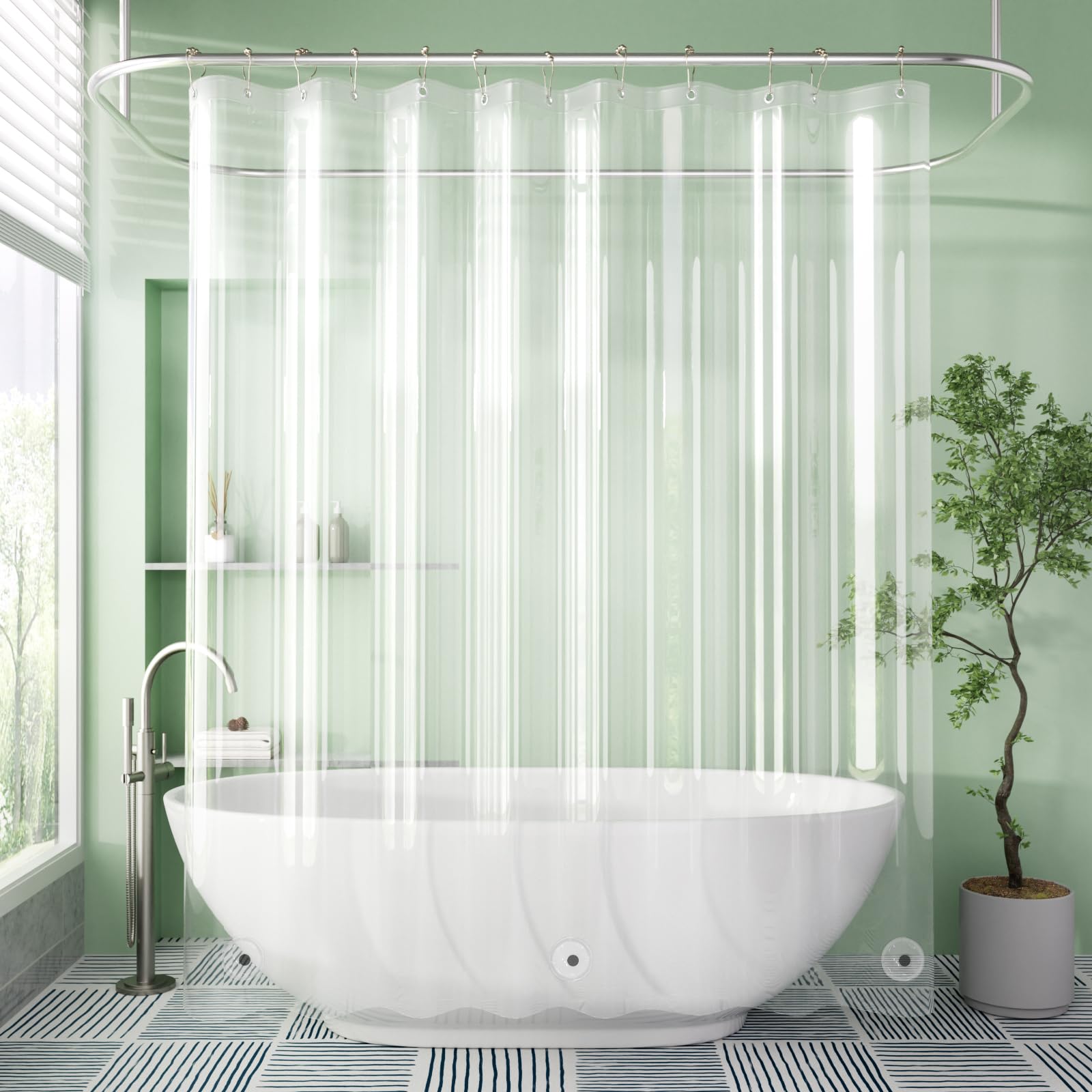 AmazerBath Extra Long Clear PEVA Shower Curtain Liner - 72x96 Inches, Waterproof Bathroom Liner with 3 Magnets for Tall Showers | Perfect for Large Bathtubs, Spacious Bathrooms & Hotel Use