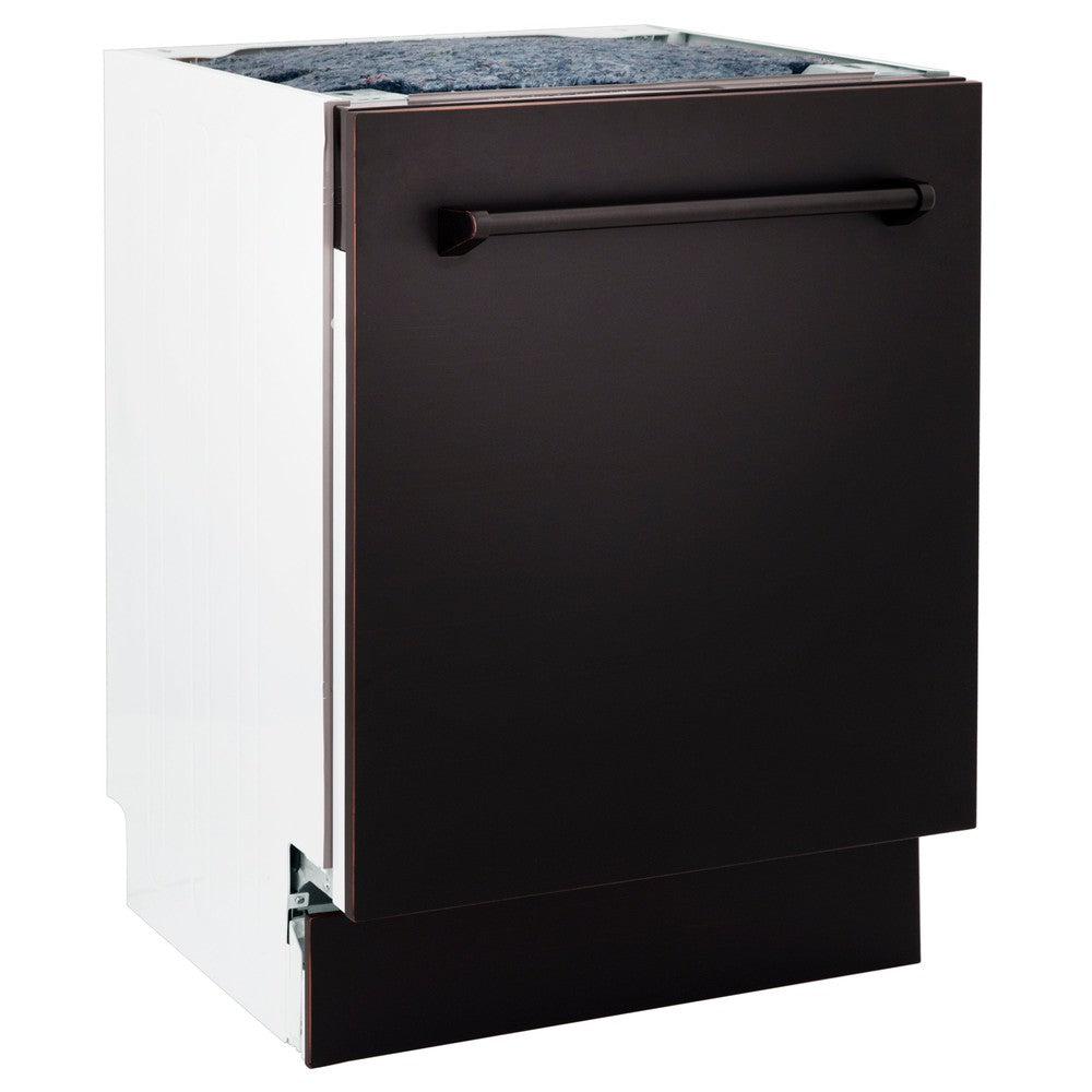 ZLINE 24 Inch Tallac Series 3rd Rack Dishwasher with Oil Rubbed Bronze Panel & Traditional Handle - 51dBa Ultra Quiet (DWV ORB 24) | Perfect for Modern Kitchens, Small Spaces & Energy-Efficient Homes