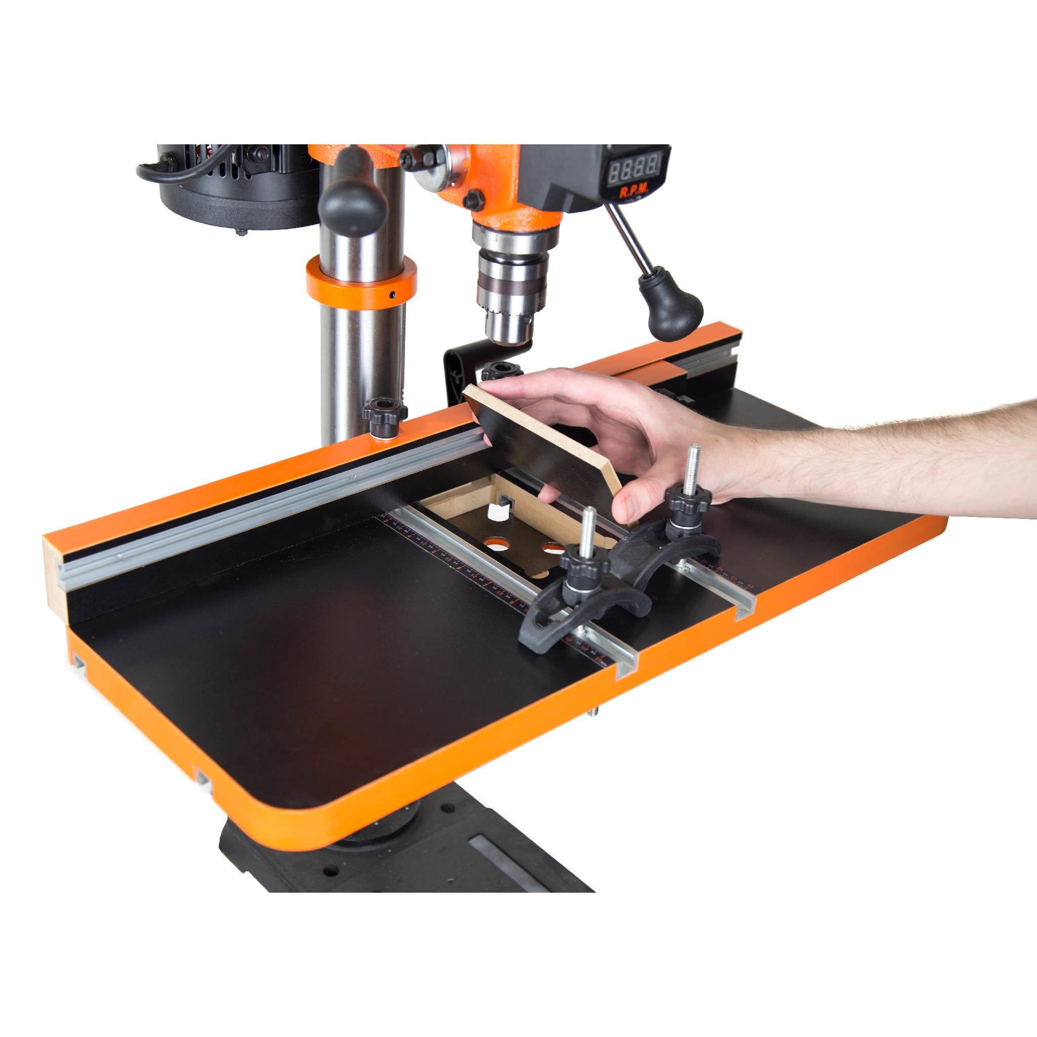 WEN DPA2513 24x12 Inch Adjustable Drill Press Table with Fence & Stop Block - Perfect for Woodworking, Metal Drilling & DIY Projects