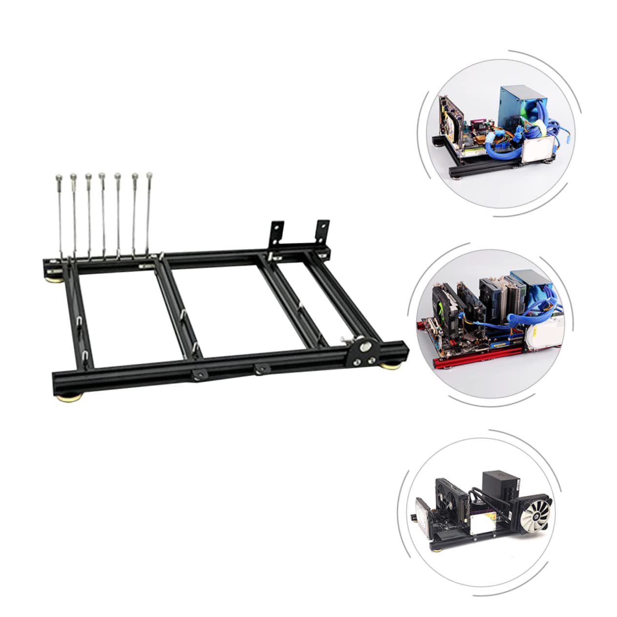 Mikikit Open Chassis Computer Case Bracket - Aluminum Motherboard & GPU Stand for PC Builds, Mining Rigs, and Test Benches - Enhanced Airflow for Gaming, Overclocking, and Hardware Testing