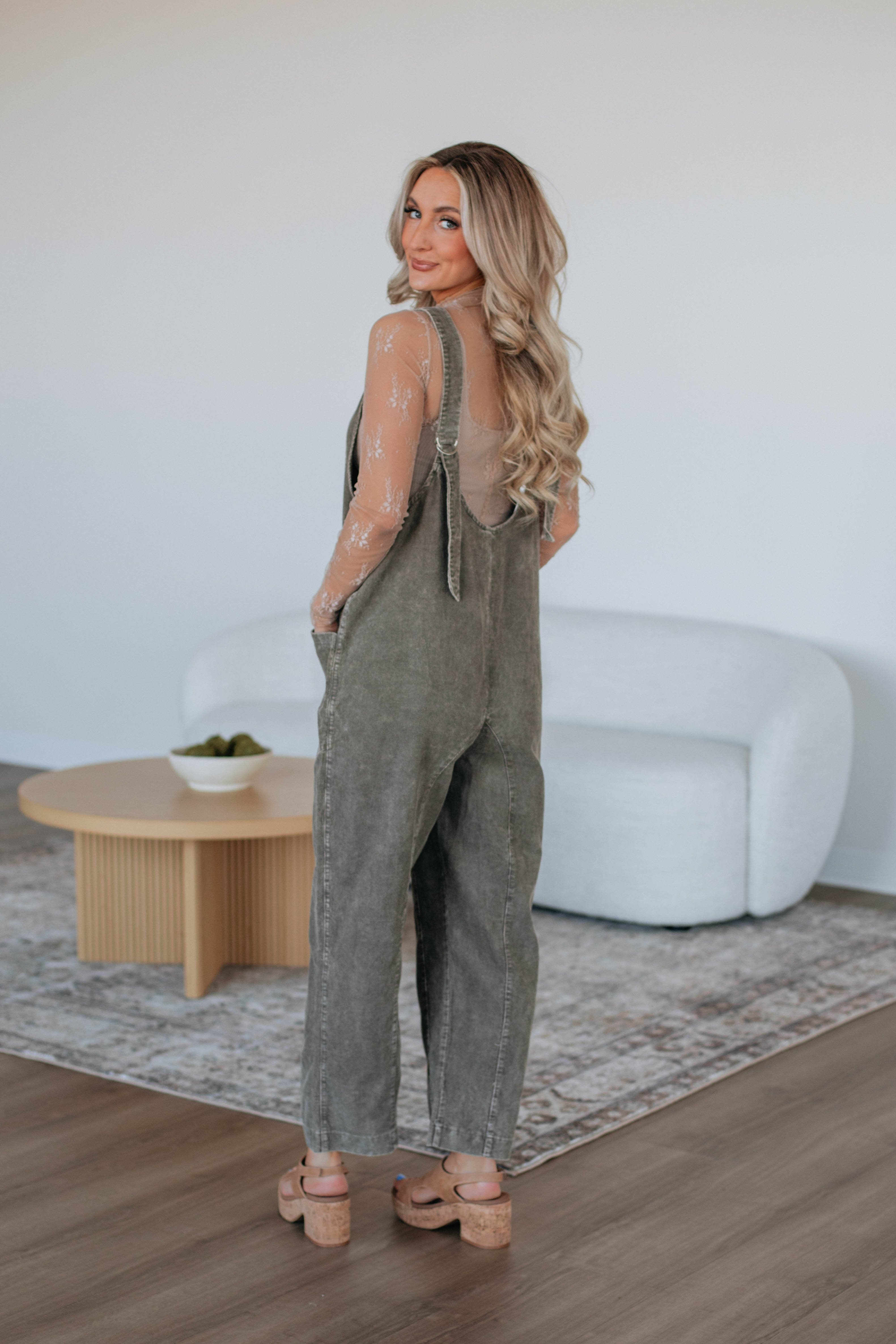 Coleman Corduroy Overalls for Women - Artichoke Green, Durable & Comfortable Workwear for Outdoor Activities, Gardening, and Casual Wear