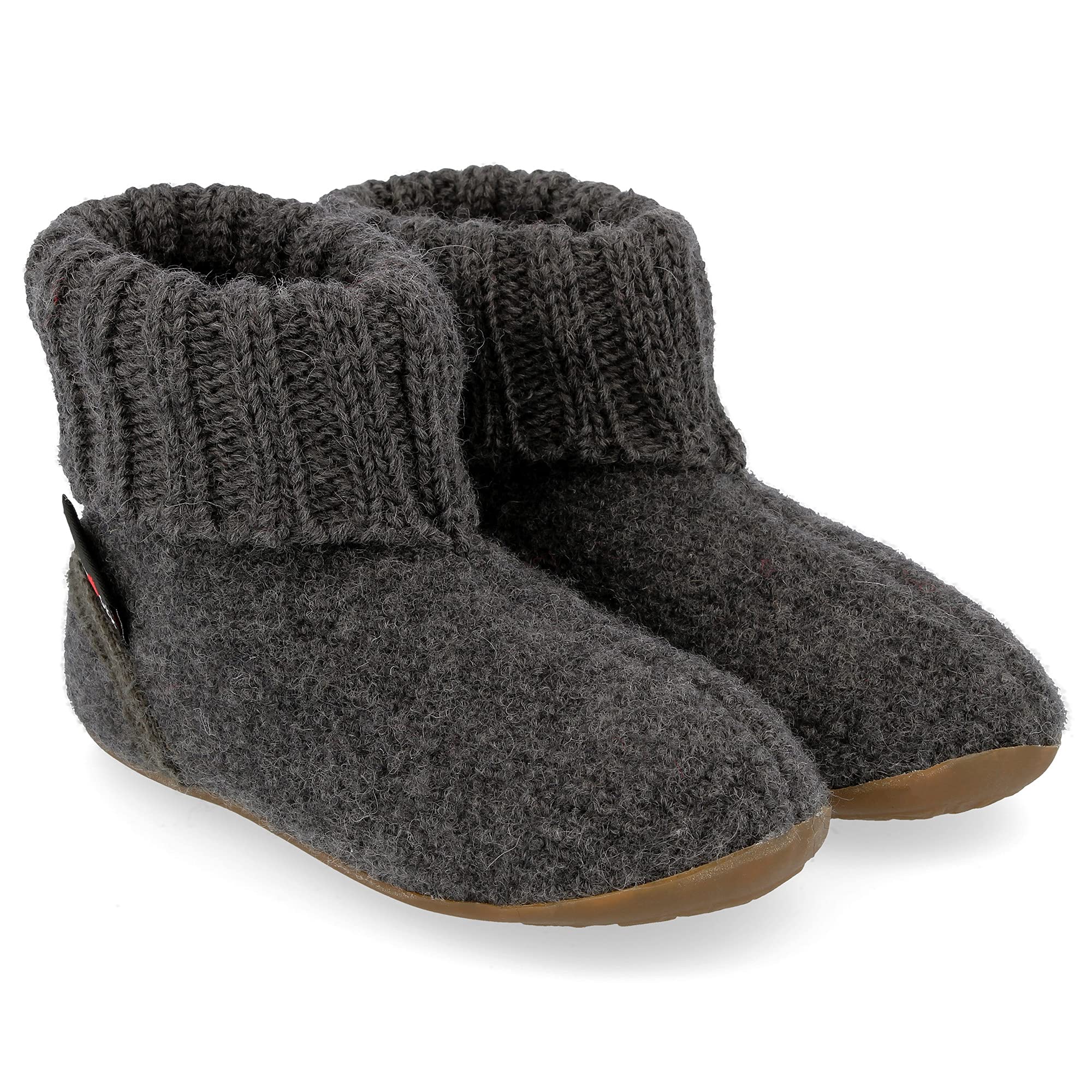 HAFLINGER Men's High Hi-Top Slippers - Grey Anthrazit 04 - US Size 5.5 - Cozy Indoor/Outdoor House Shoes for Winter Comfort & Arch Support